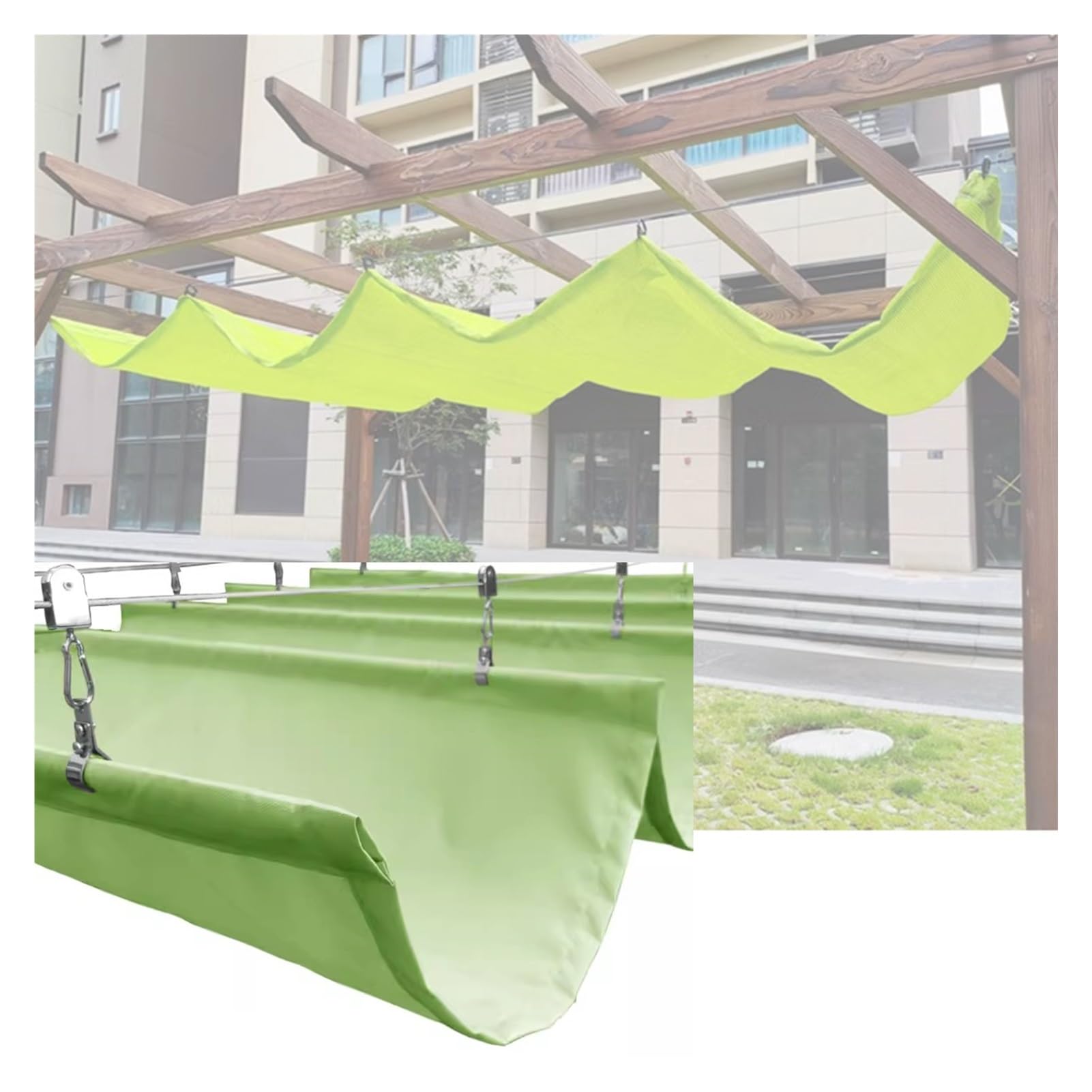 Voile d'ombrage de toit pour pergola de terrasse | Auvent vague vert