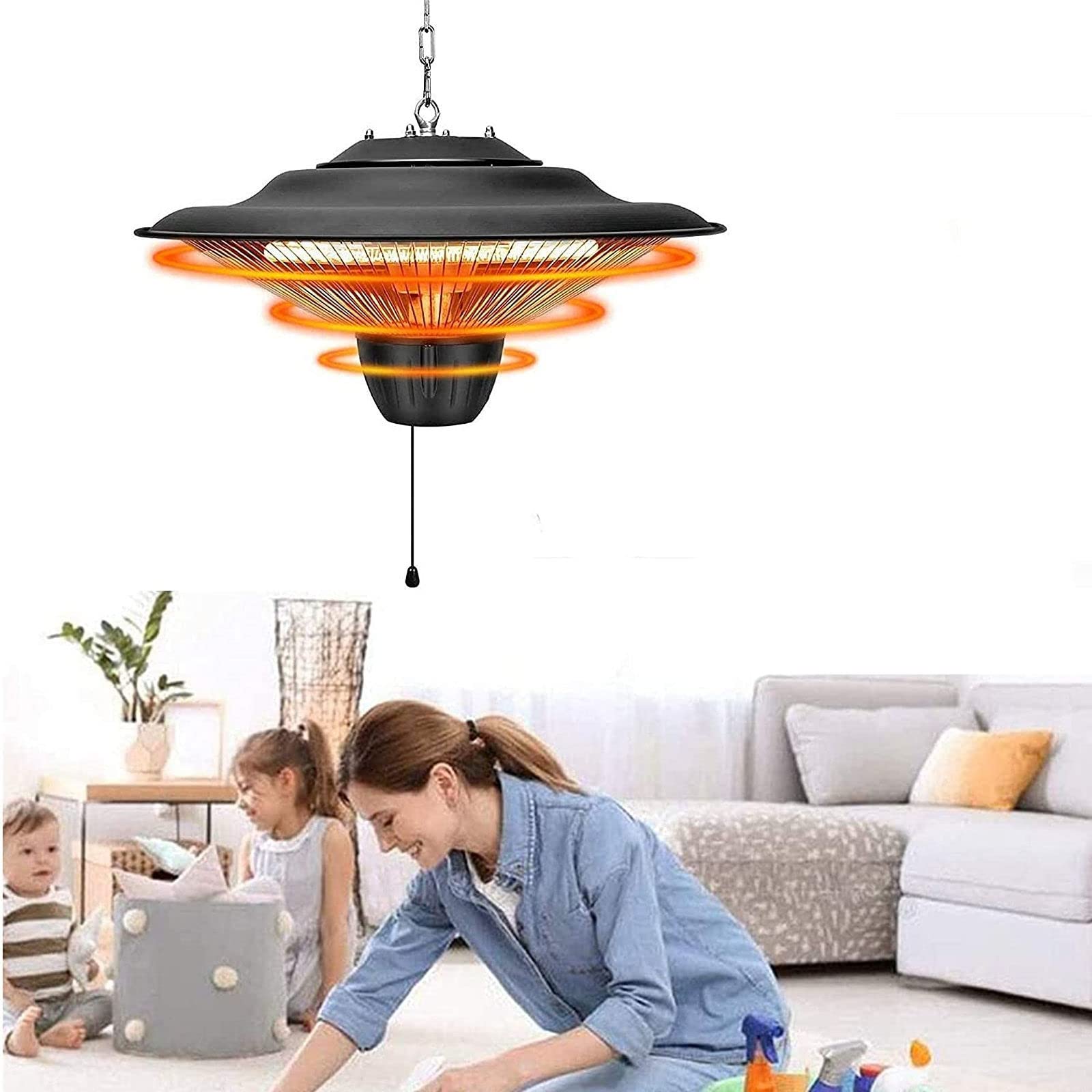 Amazon.com: RWHXN Outdoor Patio Hanging Heater, Garden Ceiling Mounted  Heater, 2 Levels of Adjustment, 2 Kinds of Temperature, Infrared Halogen  Heater for Garage Backyard-Black : Everything Else
