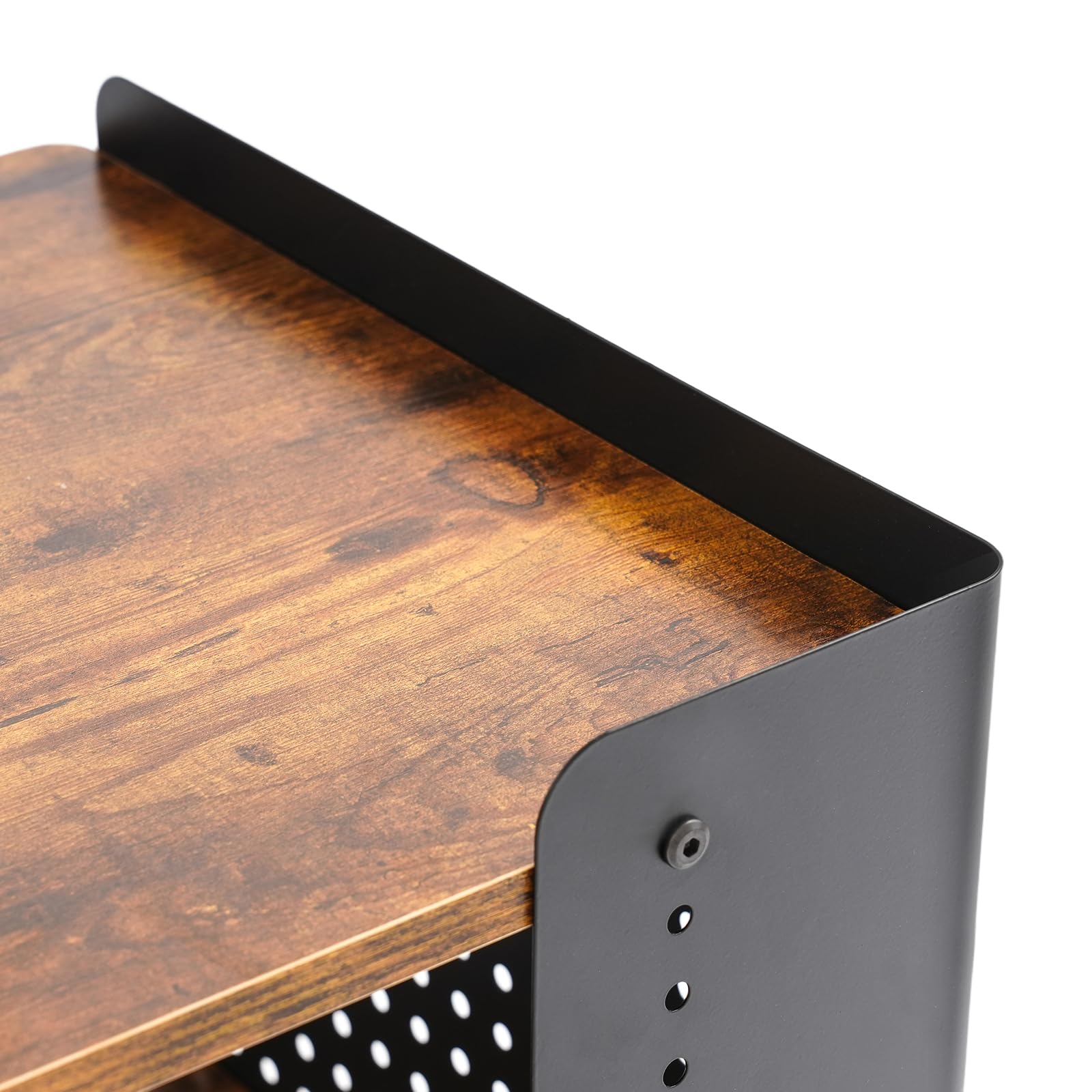 Mesa de impresora, 50 x 39 x 40 cm, soporte para impresora de 3 niveles, soporte para impresora móvil con organizador, estantería, archivador para oficina en casa (negro, marrón)
