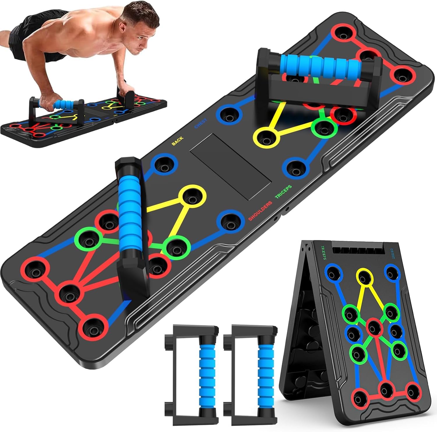 Aprodo Push Up Board Portable 15 In 1 Gym Equipment For Home Workout | Multi-Functional Pushup Stand For Strength Training, Chest Muscles, Arms & Core Fitness, Professional Exerciser for Everywhere-image-24