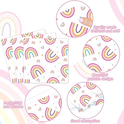 Miniatura 4 de 96 platos de fiesta de arco iris, servilletas para fiestas temáticas de arco iris, platos de papel desechables, servilletas de papel desechables