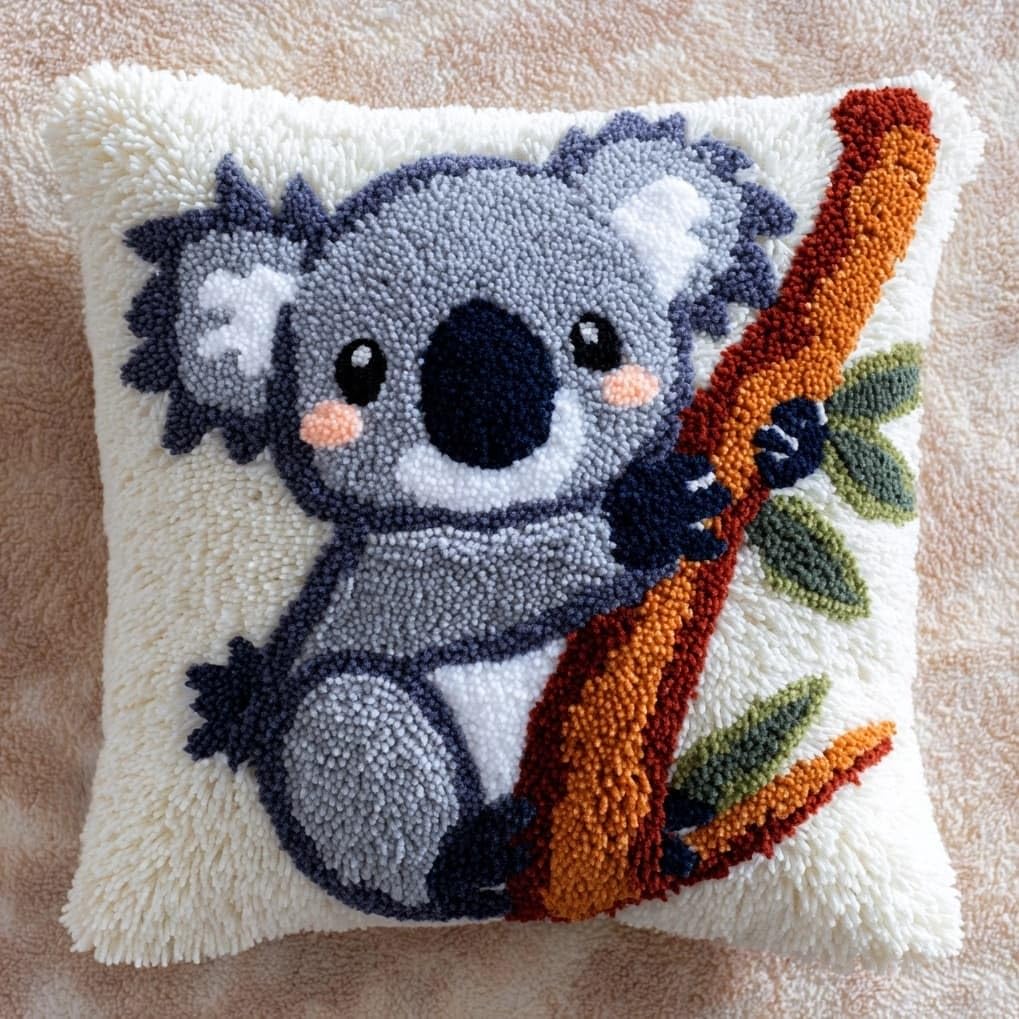 AxiangziK Latch Hook Pillow Kit 17x17in,Animal Koala