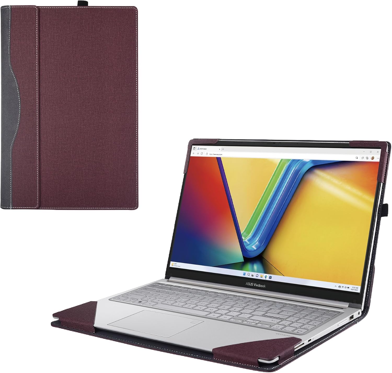 Laptop Cover Case for ASUS Vivobook 15 (X1504)(F1504) 15.6" [not Compatible with Any Other Model] 2-in-1 PU Leather Detachable Notebook Sleeve Computer Bag Protective (Pink)