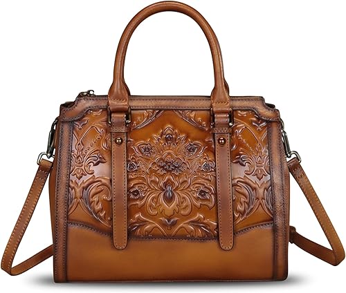 Bolso bandolera de cuero genuino para mujer, con asa superior, hecho a mano, vintage, bolso de mano