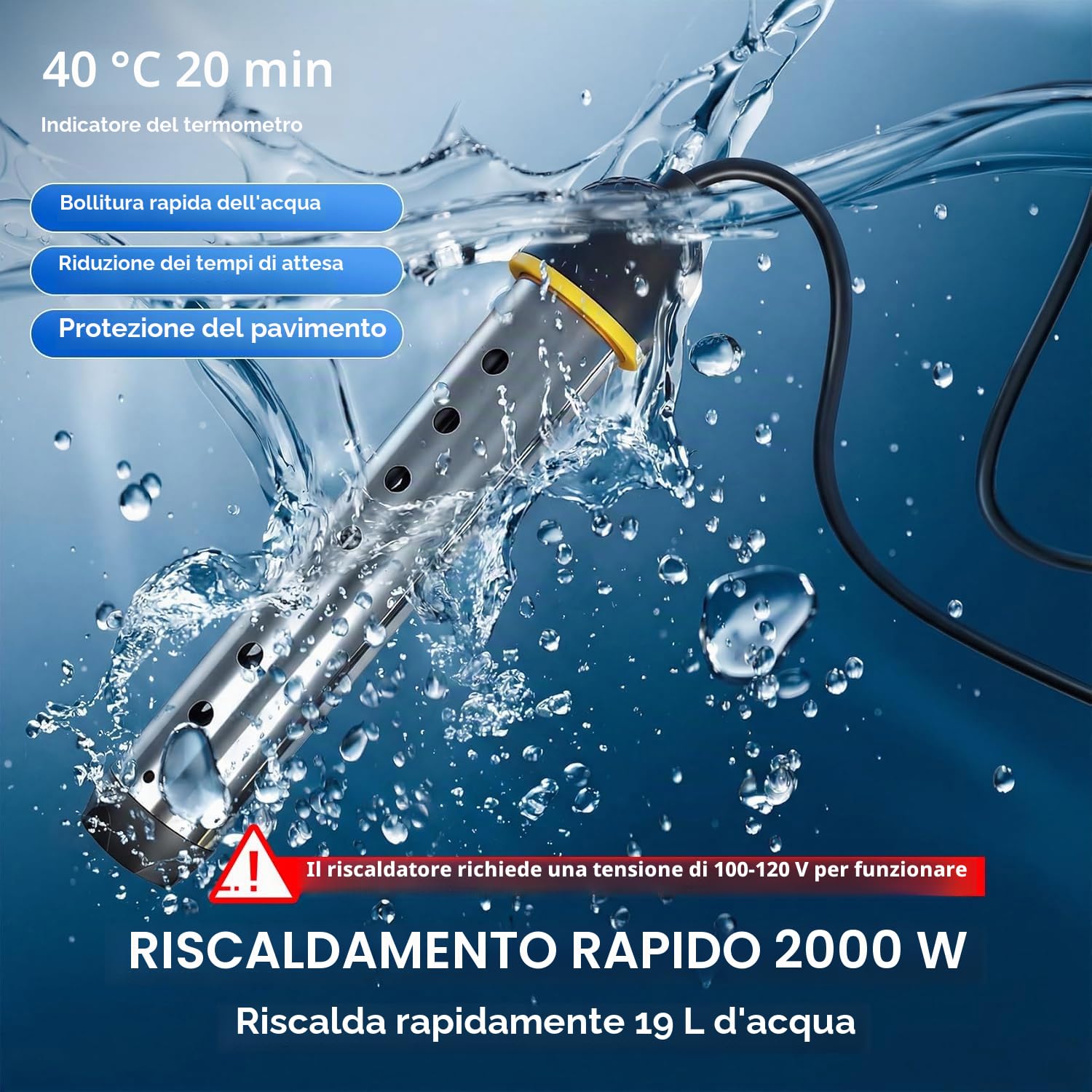 Doccia portatile per campeggio con riscaldatore ad immersione, 6000mAh Pompa da campeggio ricaricabile con display LED intelligente, doccia da campeggio per escursionismo, viaggi, lavaggio auto, bagno
