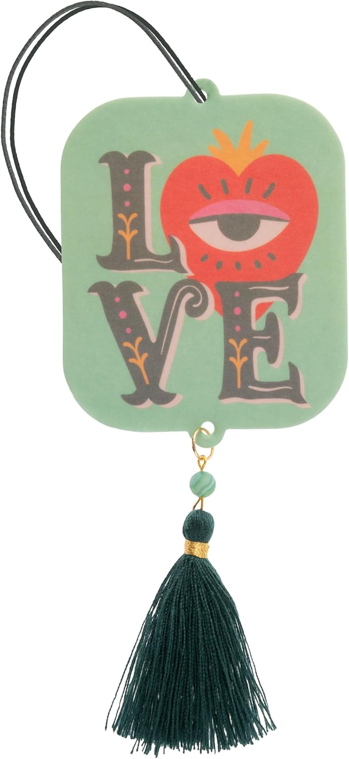 Karma, Shaped Air Fresheners, Essential Oil Diffuser for Cars, Home & Office - Colorful Decorative Hanging Air Freshener with Tassel, Love