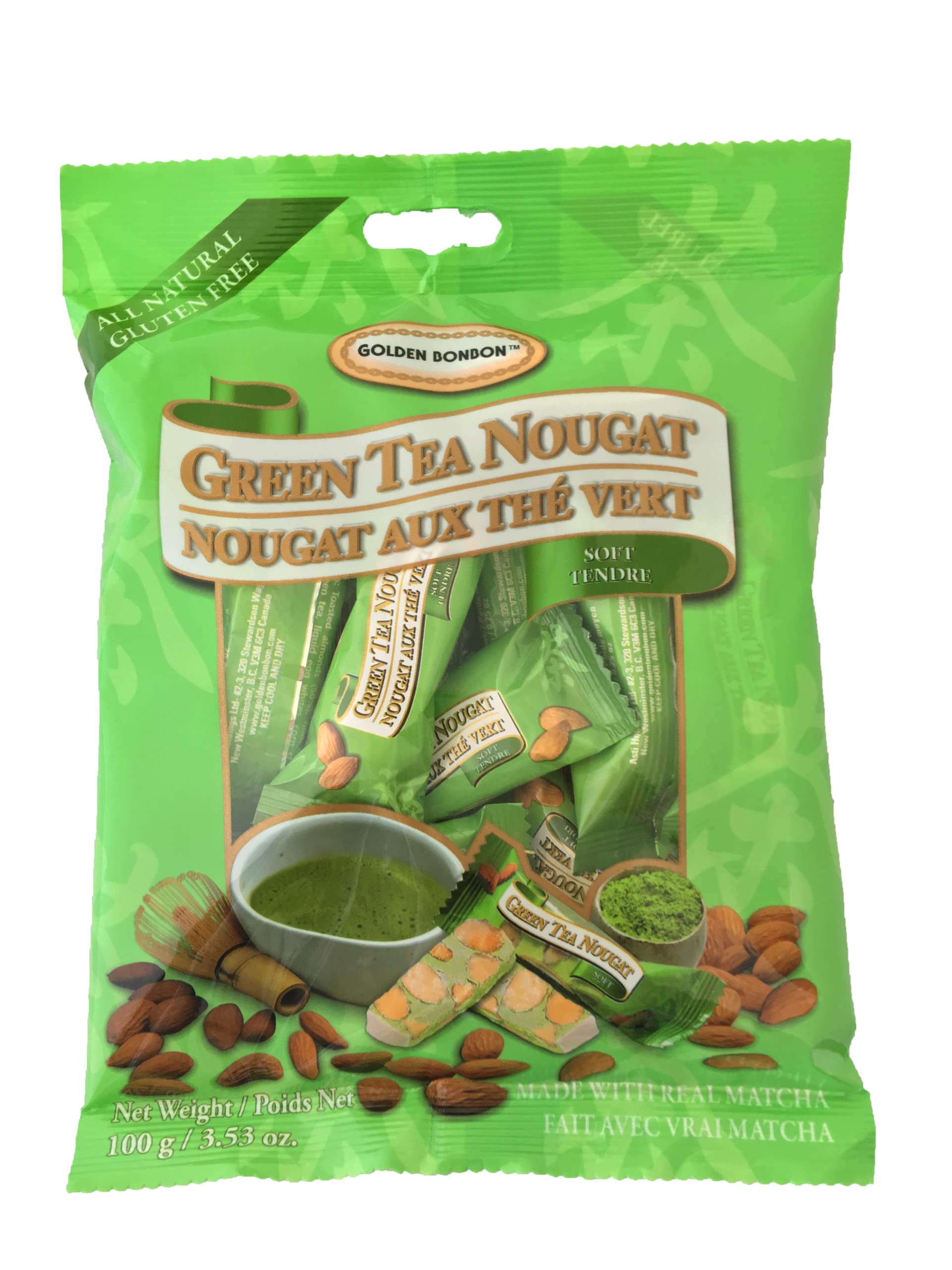 Golden Bonbon Italian Soft Almond Nougat Candy, Individually Packed Chewy, Gluten Free Nougat, Full of Almonds, Halal Candy (3.53 Oz, Almond Maple) — view 7