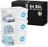 SmartStore - 6x Plastic Storage Box with Lid Classic 25L 40x30x32cm |Plastic Storage Drawers with Lid|Food-Safe Material|Kitchen & Organisation|Durable Container for Home & Office|