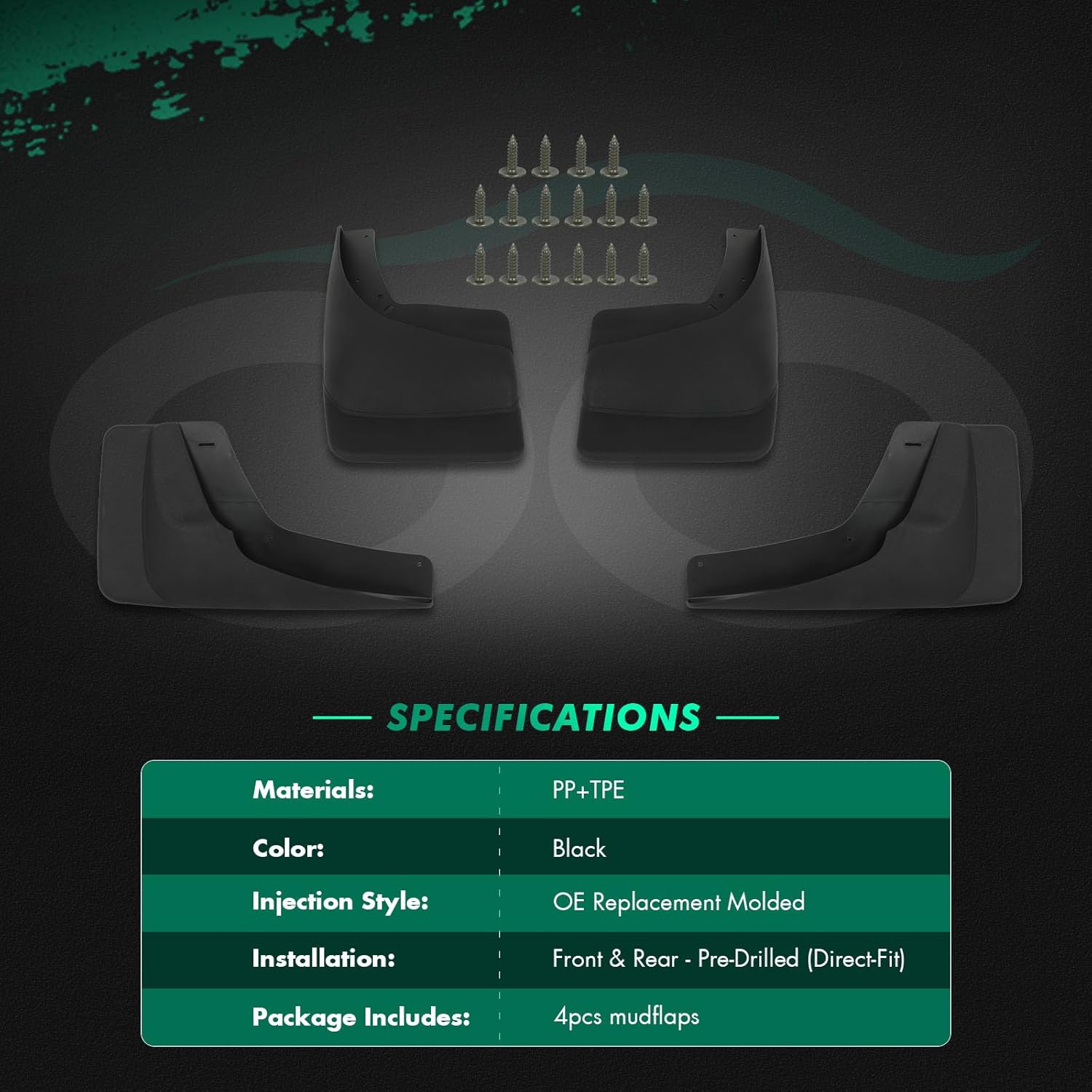 SCITOO Mud Flaps 4PCS suitable for Chevrolet Avalanche, Silverado 1500, Suburban, Tahoe 2000-2006 for GMC Sierra 1500/2500 Yukon XL 1500 2000-2006 front & rear mud flaps