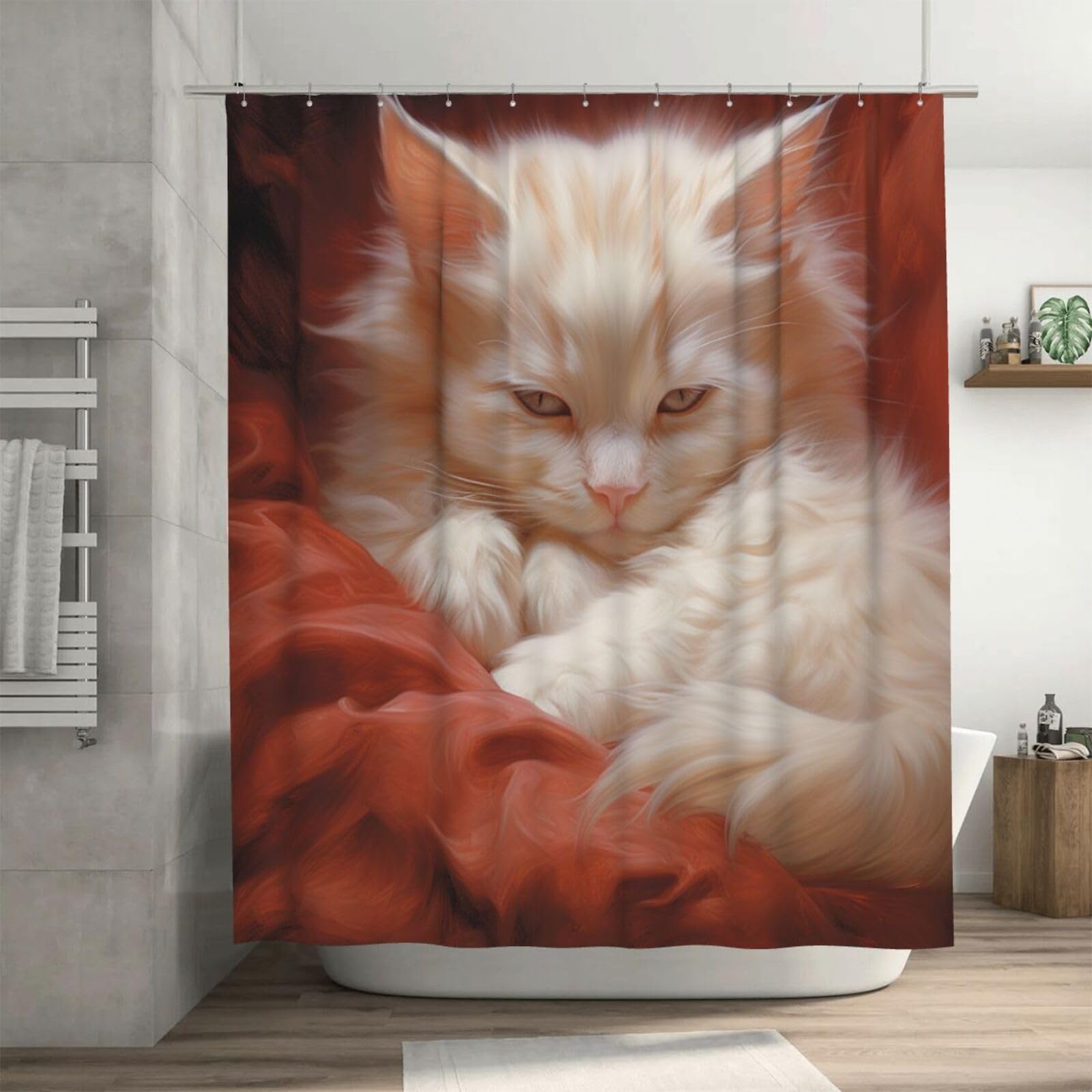 Rideau de douche épais imperméable 182x182 cm avec 12 crochets chat