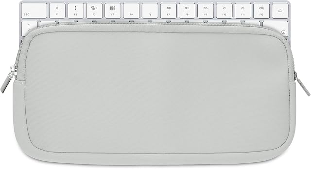 kwmobile Neoprene Pouch Compatible with Apple Magic Keyboard - Keyboard Protector Dust Cover with Zipper - Light Grey