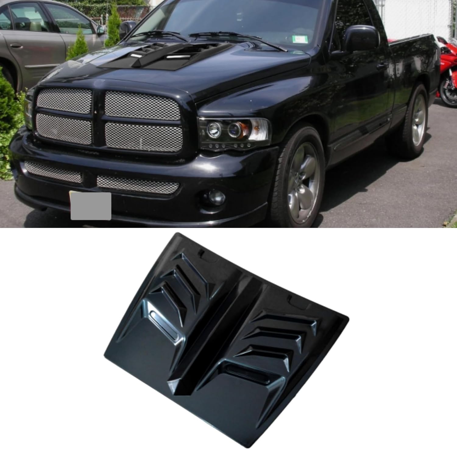 Universal Air Intake Flow Hood Vents Vehicle Scoop Turbo Bonnet Cover Fits for Chevy Silverado 1500 Jeep Gladiator Wrangler JK JKU TJ Dodge Ram 1500 2500 3500 ABS