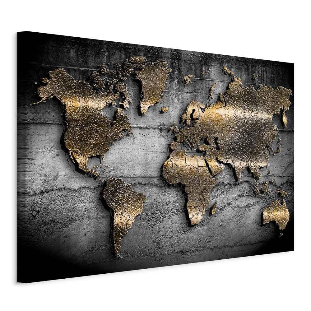 B&D XXL - Akustikbild Weltkarte 120x80 cm 1 tlg Bilder Akustikschaum Schallschutz Kunst Akustikpaneele Wandpaneele Schalldämmung Wandbild Schallabsorber Kontinente Textur Schwarz k-A-0498-b-a
