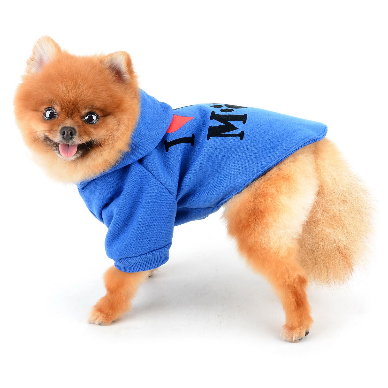 SMALLLEE_LUCKY_STORE Dog Hoodie for Small Dog Pet Pullover Sweatshirt with Letter I Love My Mom and Leash Hole - Image 3