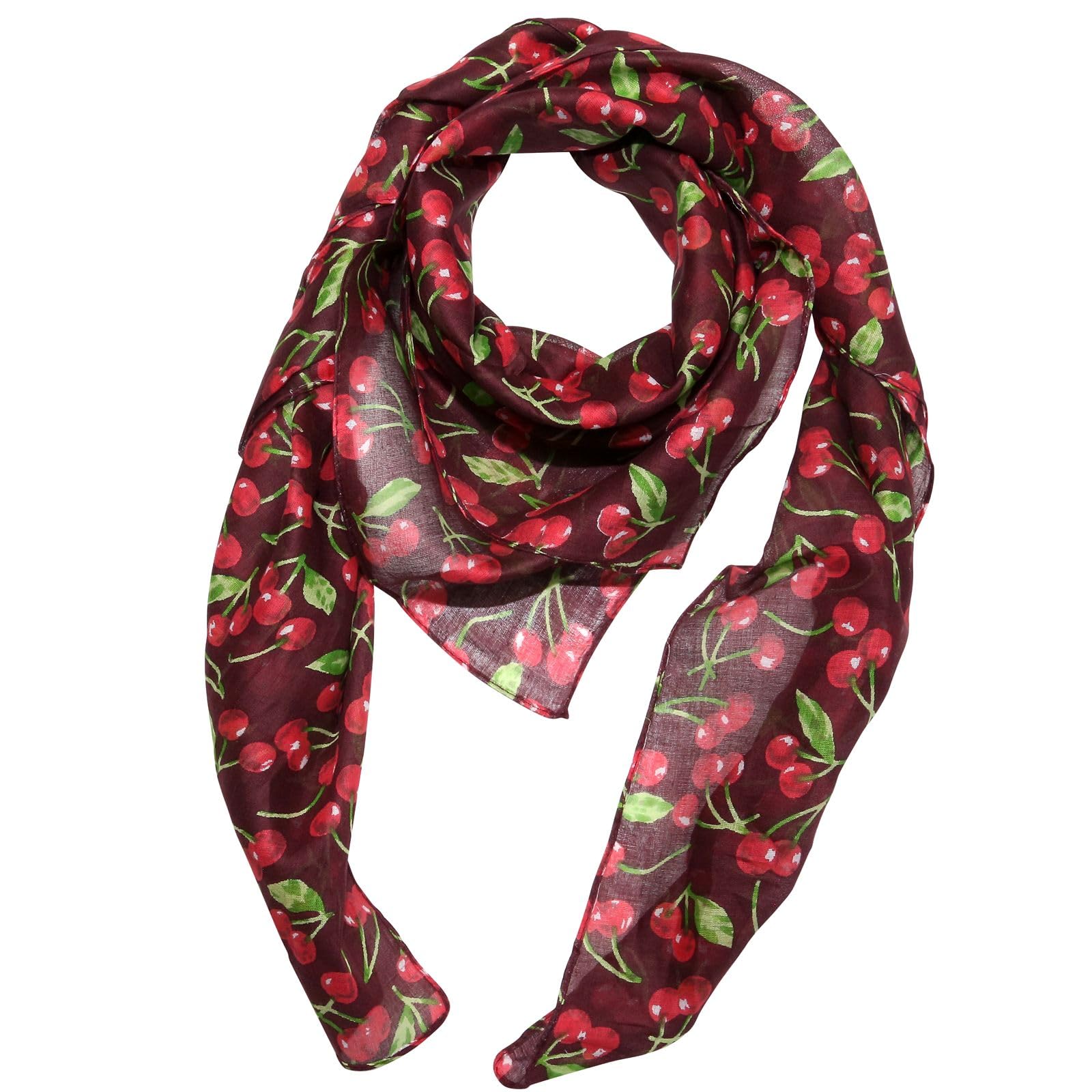 Freak Scene Cotton Scarf - Cherry Print - wine red - squared kerchief