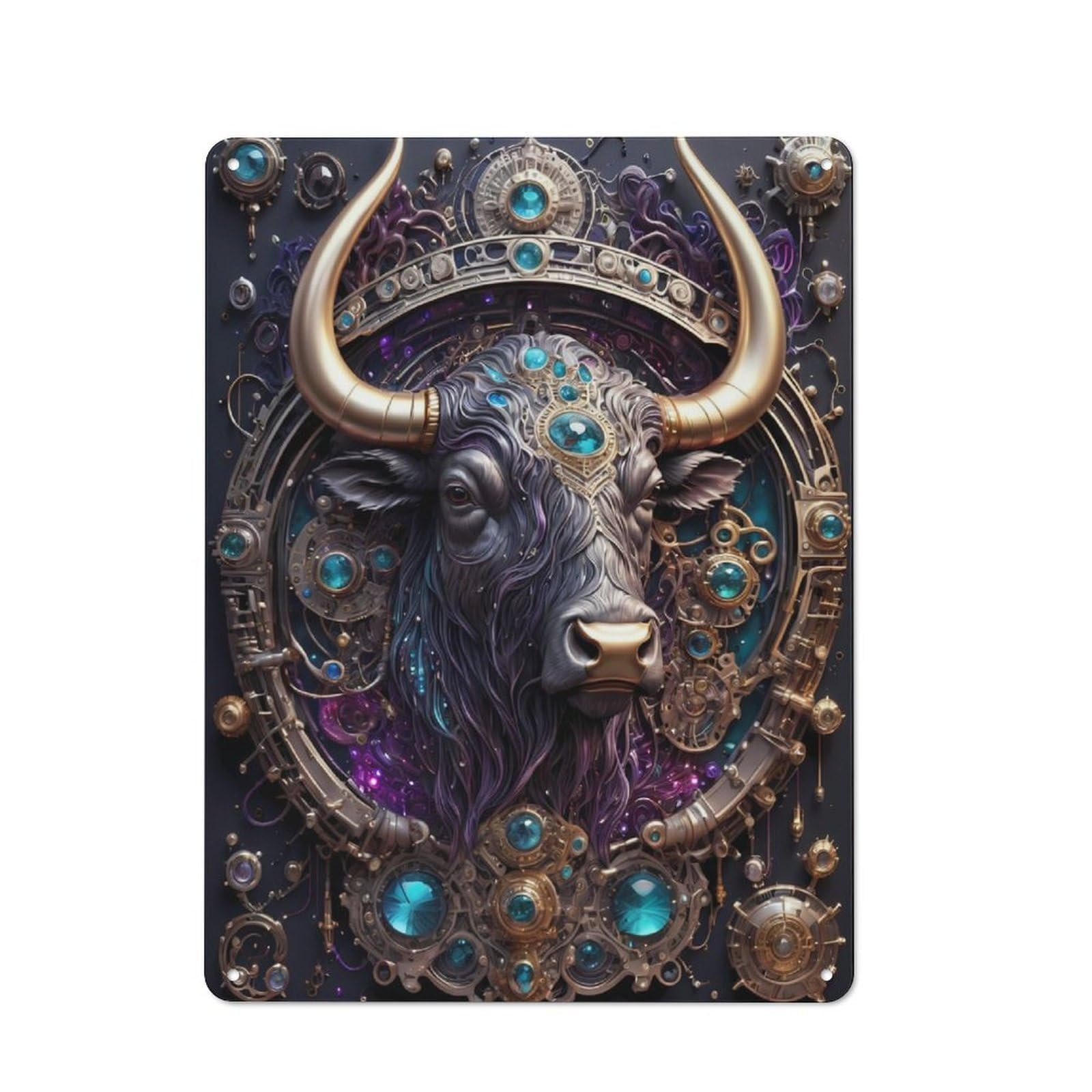 Junmoney Cosmic Bull Engine Vintage Metal Plaque 40X30cm Featuring For Pub Or Café, Suited To Café Interior Fans