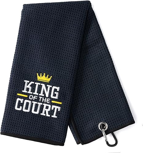 Review DYJYBMY King of The Court Funny Golf Towel,Embroidered Golf Towels for Golf Bags with Clip,Golf Gift for Men Husband Boyfriend Dad,Birthday Gifts for Golf Fan,Funny Golf Lover Gift