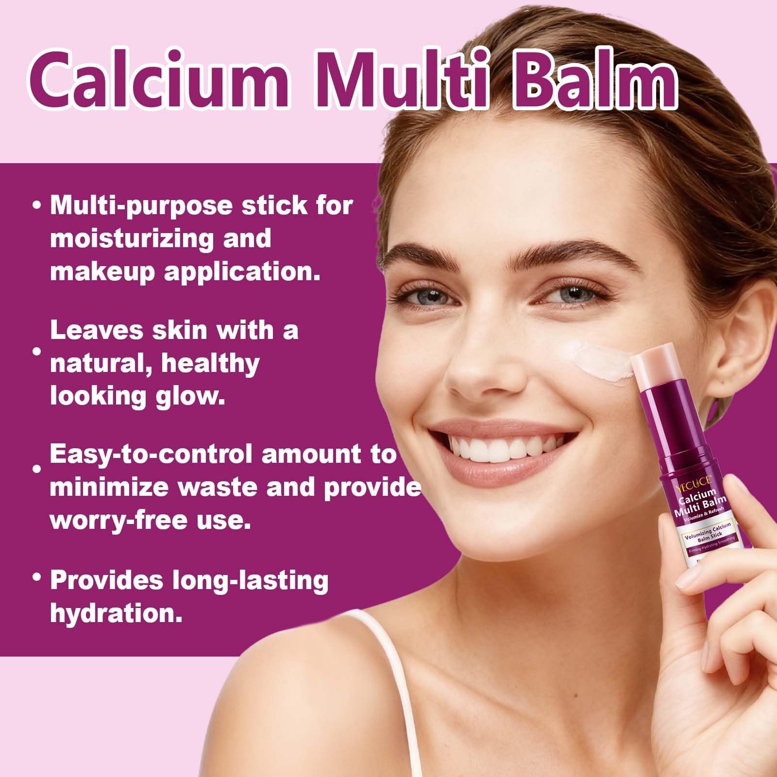 Calcium Volume Multi Balm, Calcium Multi Balm Stick, crema di calcio anti-invecchiamento, Arricchito Con Collagene, Cura Idratante, Sticks di Calcio Idratanti per Occhi, Viso, Collo (2PC)