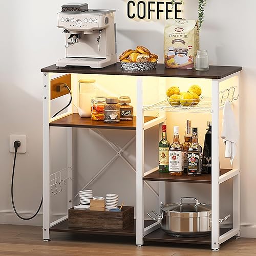 Miniatura 10 de SogesHome Estante de 4 niveles para microondas, estante organizador de almacenamiento de cocina, aperitivo de café para el hogar, cocina, sala de
