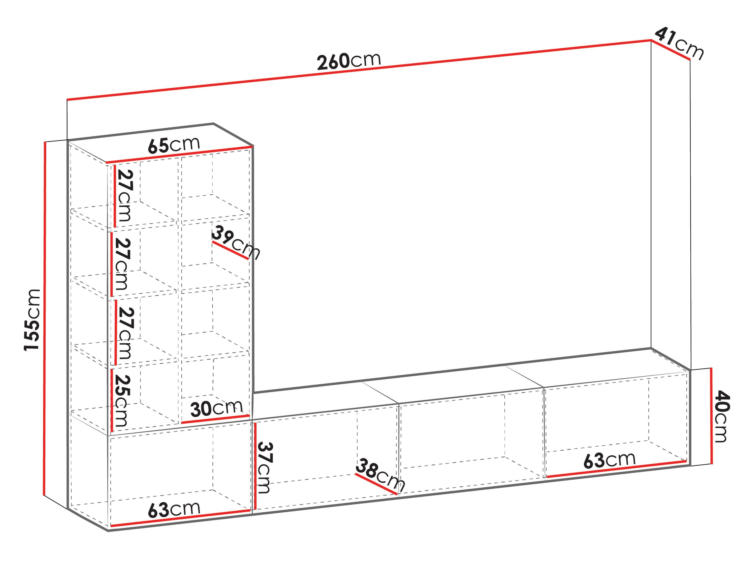 Mirjan24 Wohnwand Tiwori, Wohnmöbel, Elegantes Wohnzimmer-Set mit weißer LED-Beleuchtung, Griffloses Öffnungssystem, Wohnzimmer Kollektion, Stilvolle Anbauwand (Nuss Warmia + Marmor Schwarz)