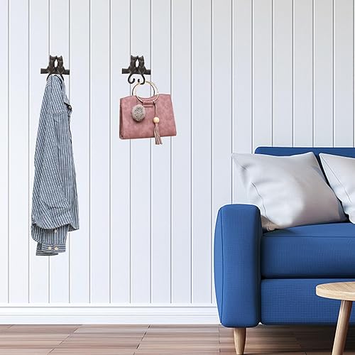 Miniatura 8 de Housoutil Gancho de sombrero y abrigo en forma de gato de estilo retro de hierro para el hogar montado en la pared colgante decorativo