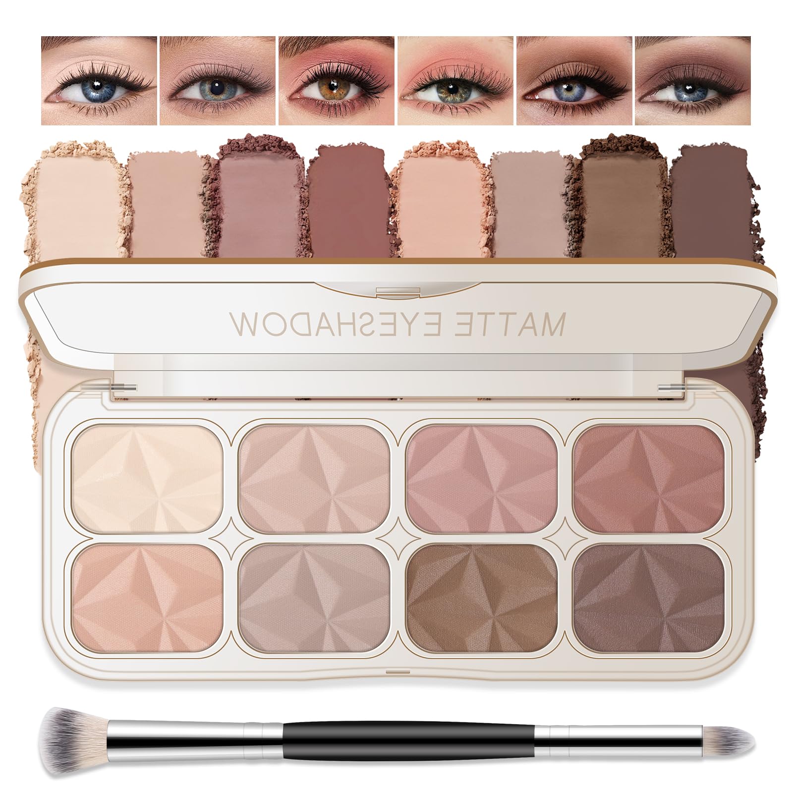 Noerrors Soft Mauve Neutral Naked Matte Eyeshadow Palette, Light Pink Nude Beige Taupe Brown Natural Eyeshadow for Older Women, Low Contrast Fresh Pastel Looks, Velvet Smooth Powder Eye Shadow Makeup #rose matte