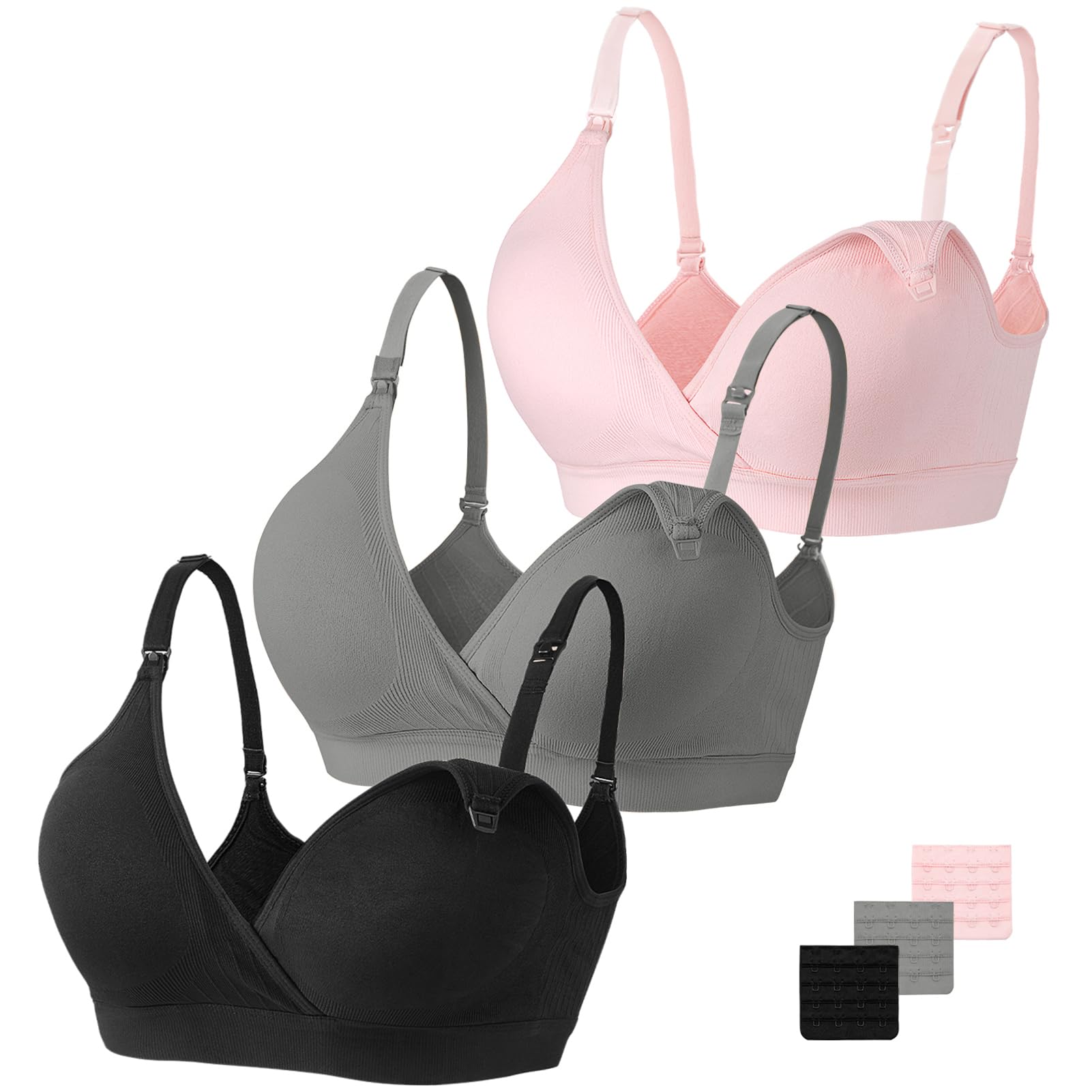 Vinfact Nursing Bra 3 Pack Seamless V Neck Maternity Bra Women Pregnancy Breastfeeding Bra — view 7
