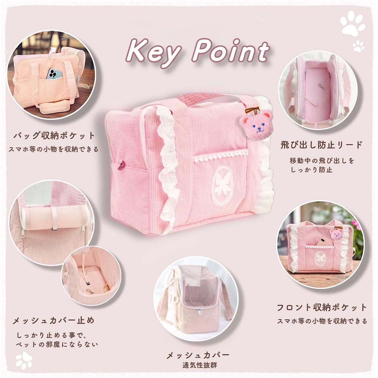 フェイラー　キャリーバッグ　犬　猫　ピンク　ナイロン　ポーチ付き Amazon.co.jp: Fudia 犬 猫 ペットキャリーバッグ【くまネーミング