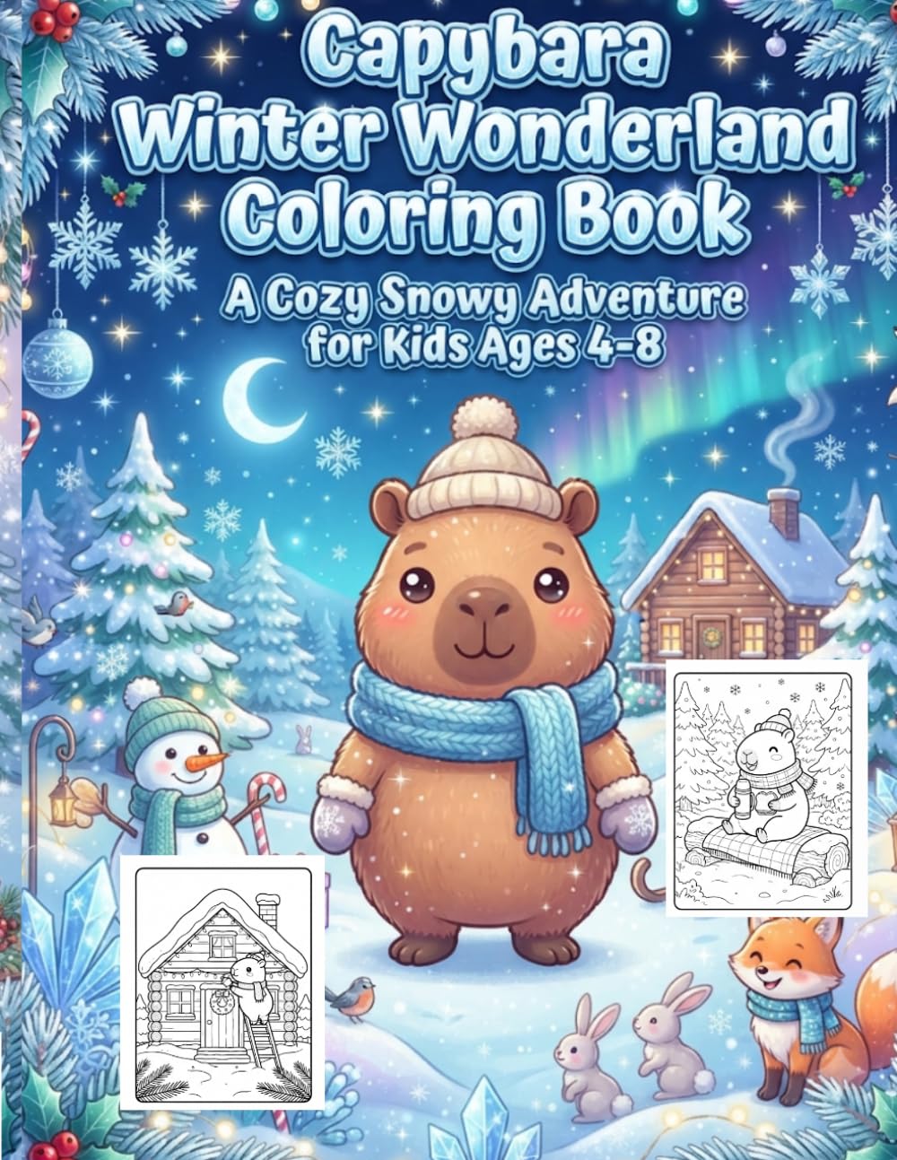 Capybara Winter Wonderland Coloring Book: A Cozy Snowy Adventure with Adorable Capybaras | Cute & Easy Coloring Pages for Kids Ages 4–8