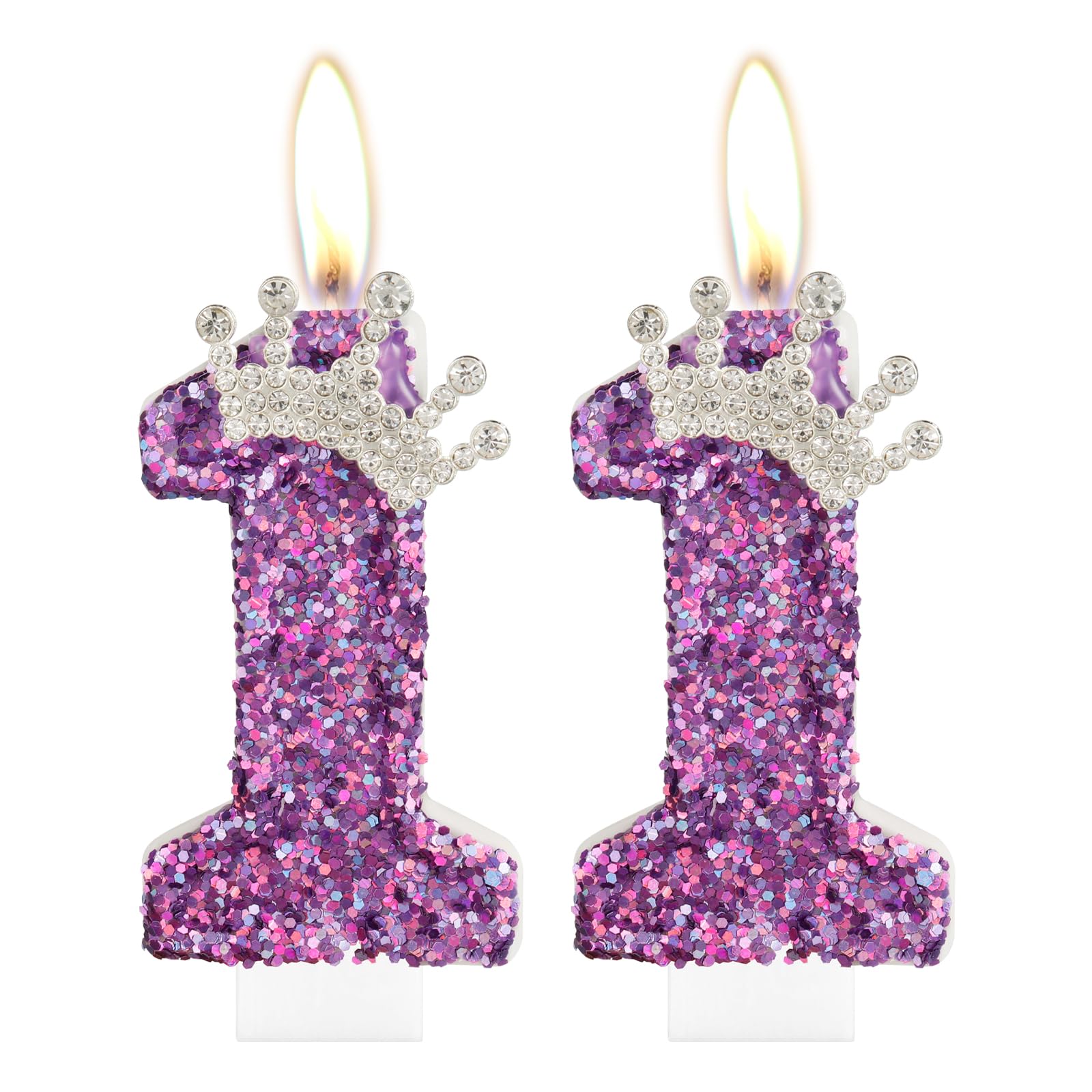 Amazon.com: 11th Birthday Candles for Girls, Purple Crown Number