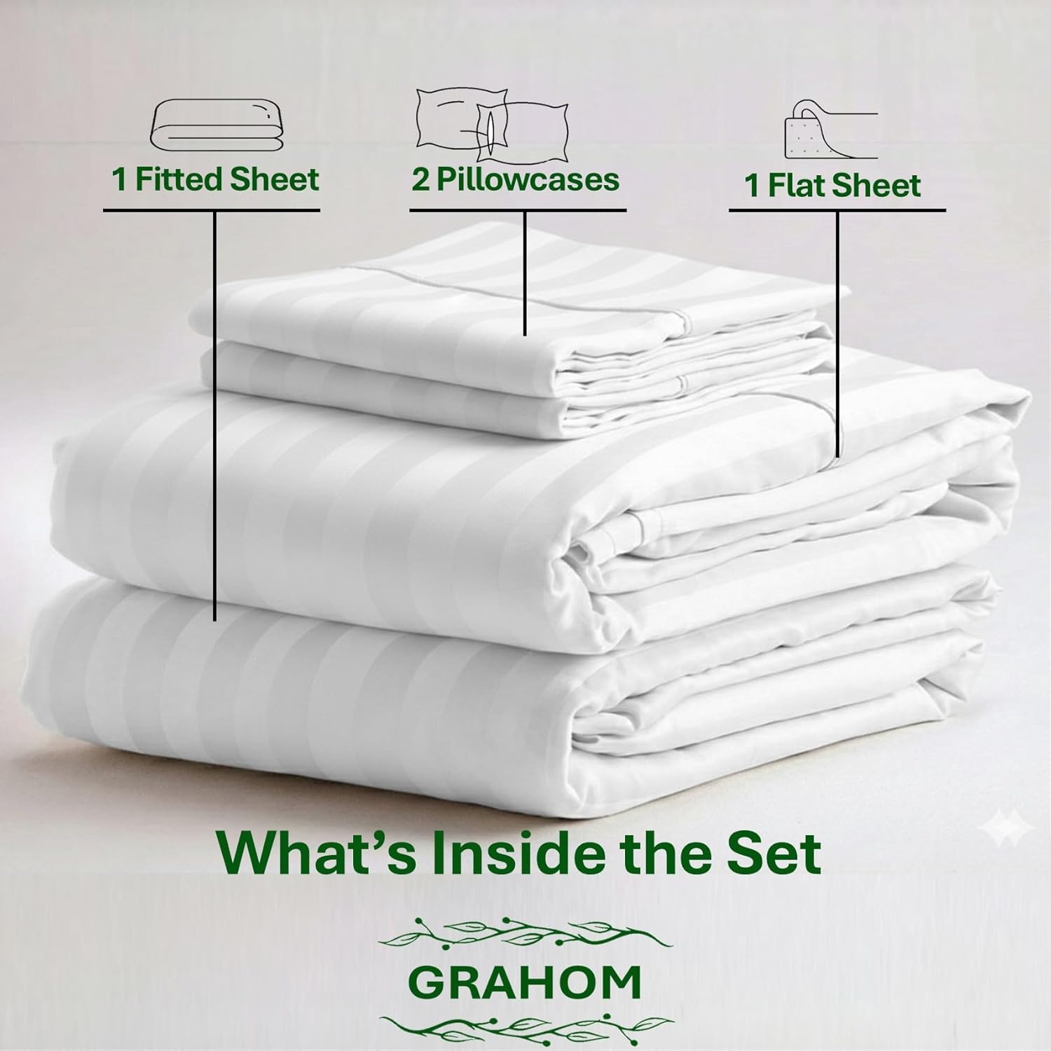 100% Egyptian Cotton, 1000 Thread Count Long Staple Cotton, 4-PC Bedsheet Set [Full Size, Sky Blue Stripe Color] Fits Upto 15" Deep Pocket, Breathable Soft Silky Sateen Weave