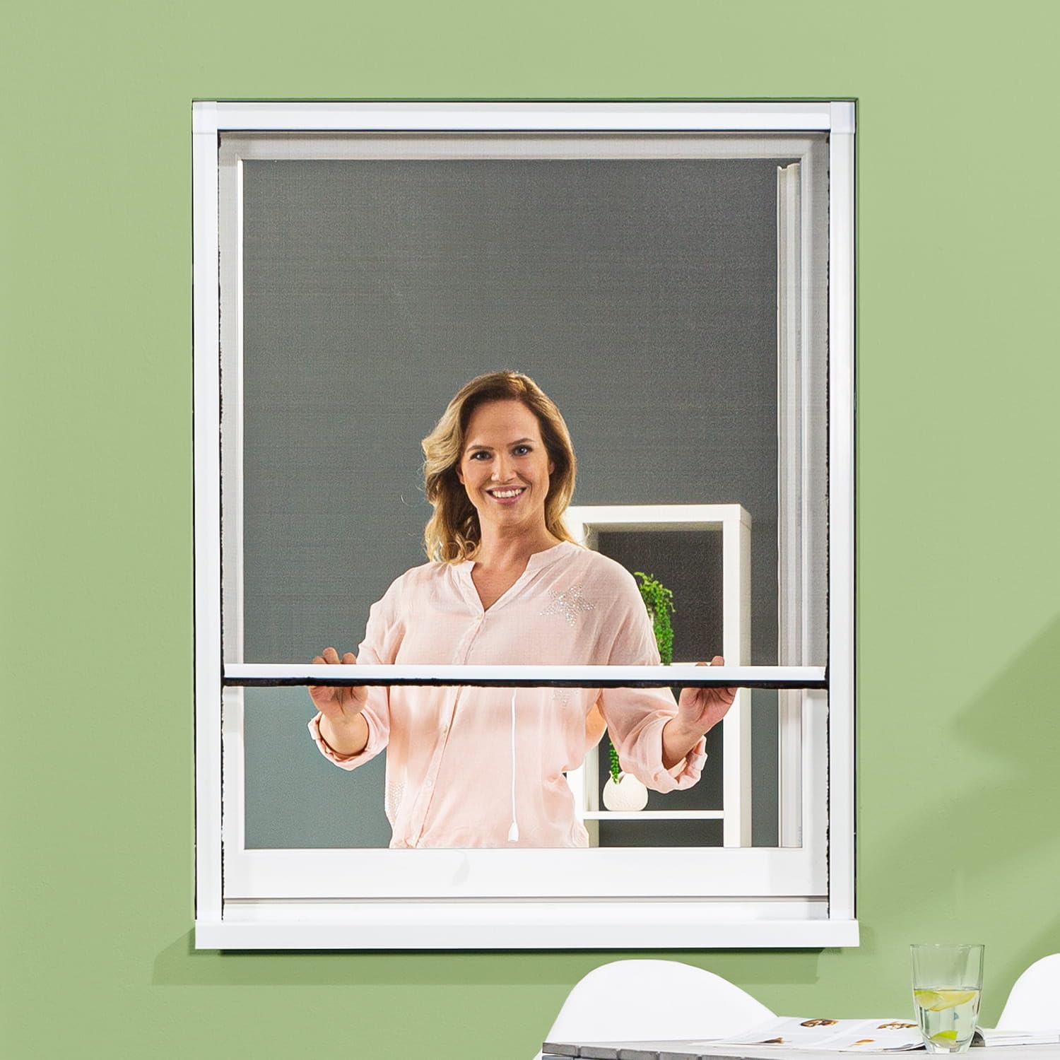 empasa Insektenschutz Fliegengitter Rollo Insektenschutzrollo Fenster SMART | in verschiedenen Größen und Farben, Farbe:weiß, Größe:160 x 160 cm