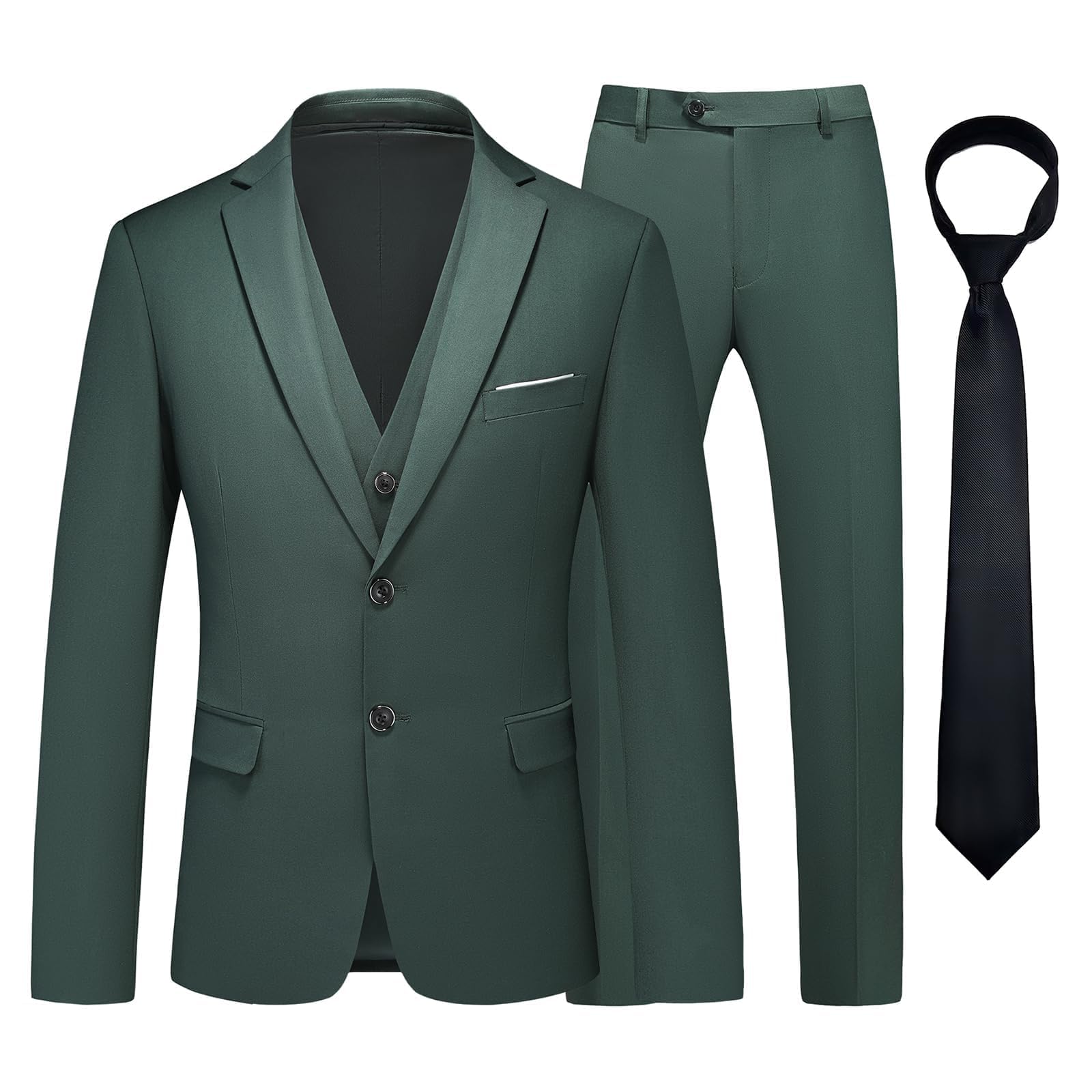 Costume Homme 3 Pièces Mariage d'affaires Slim Fit Smoking à Deux Boutons Men Suits 3 Piece Blazer Veste et Pantalon Gilet avec Cravate