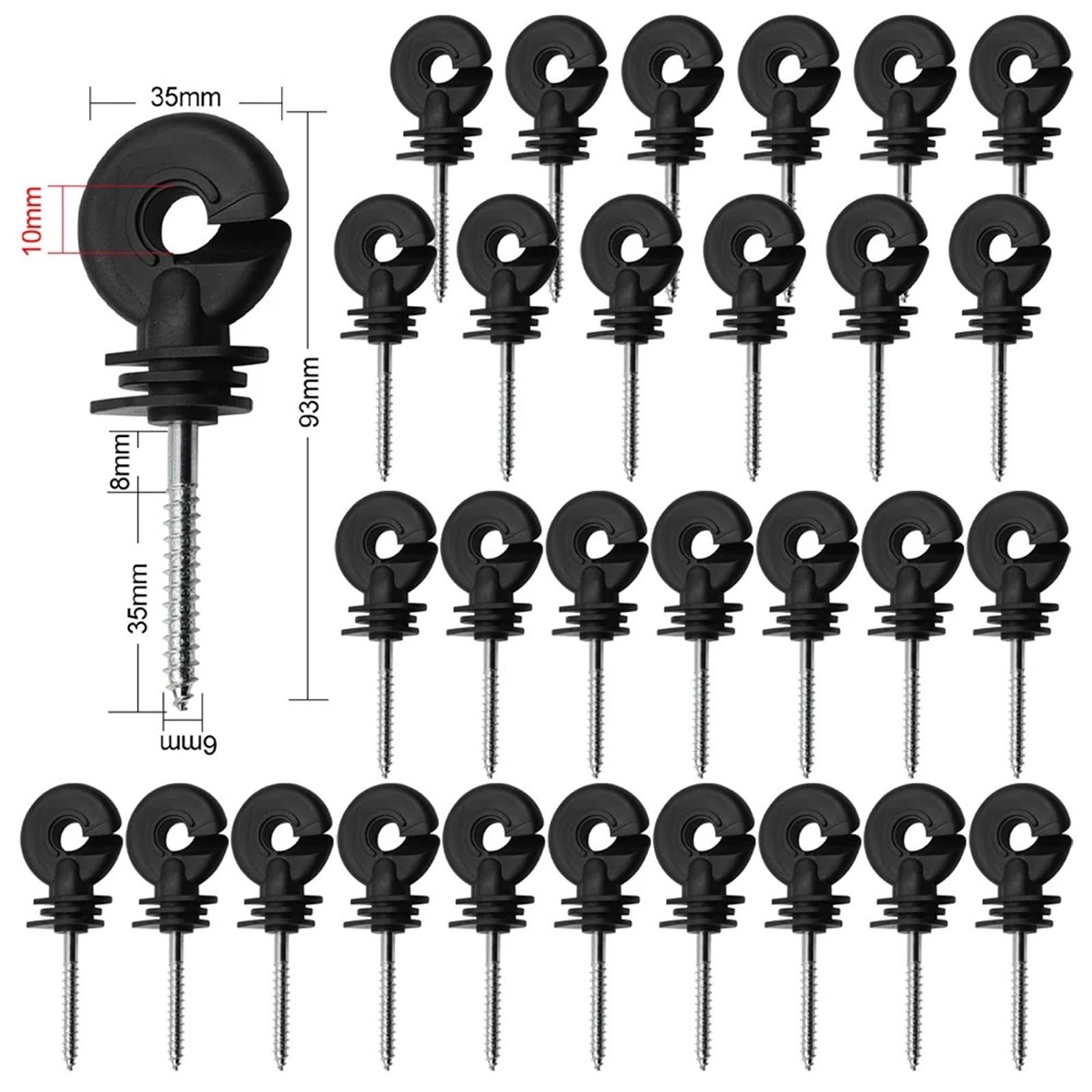 90 pezzi di isolatori for recinzioni elettriche a traliccio da giardino for collegamenti cavi resistenti e sicuri, isolatore nero in acciaio al carbonio Per Corde