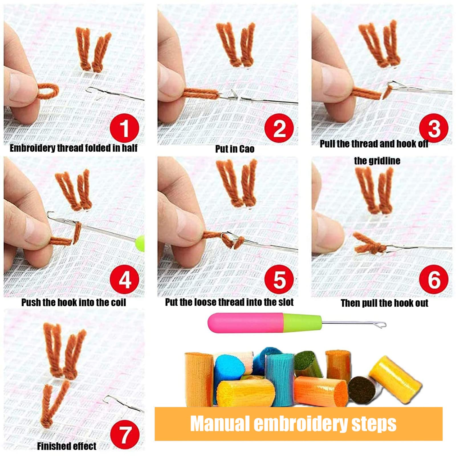 Juegos de Agujas de lengüeta para Adultos, Juegos de Agujas de lengüeta, Juegos de fabricación de alfombras DIY preimpresos con patrón,J-61x87cm/24x34in