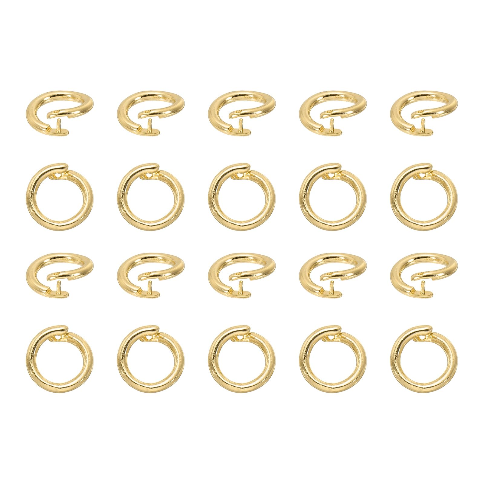 sourcing map 20 Pcs Locking Jump Rings 10mm Round Twist Clasp Open End Jump Rings Connector Link for DIY Craft Jewelry Making Findings Necklace Bracelet Keychain, 18k Gold โ image 1