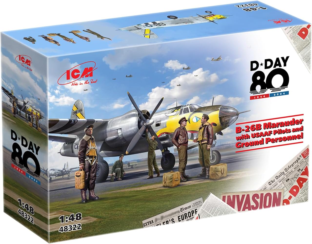 ICM 48322 - B-26B Marauder with USAAF Pilots and Ground Personnel - Plastic Military Model Kit - Scale 1:48