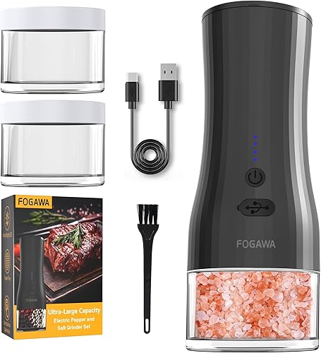 Miniatura 1 de Capacidad ultra grande de 47fl oz Juego de molinillo eléctrico de sal y pimienta molinillo de sal de cerámica recargable por USB de 1200 mAh