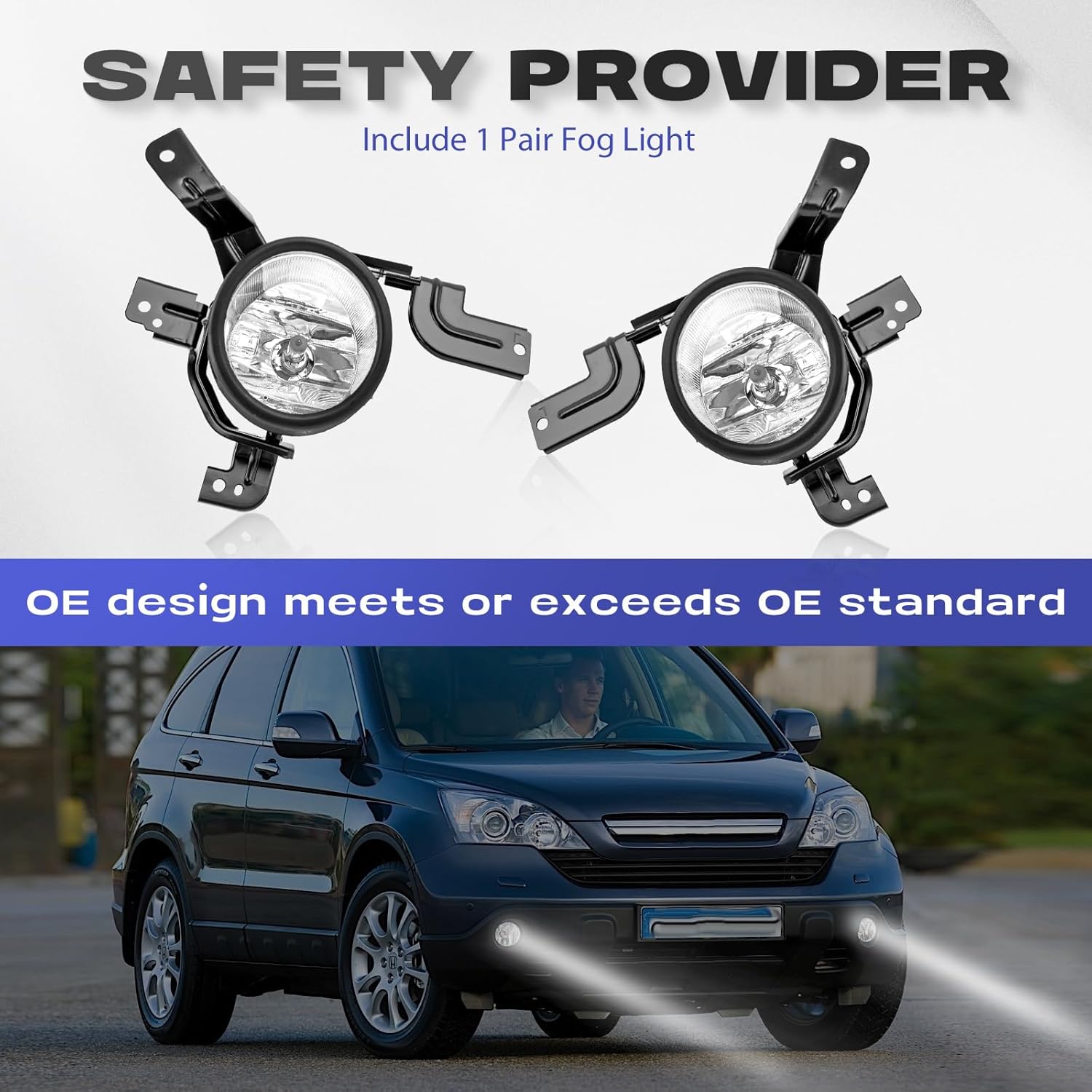 RP Remarkable Power, Fog Light for 2007 2008 2009 CRV EX/EX-L/LX Fog Lamp Kit with Universal Wiring Harness& Switch Clear Lens Halogen Bulbs for 07-09 CRV FL7032