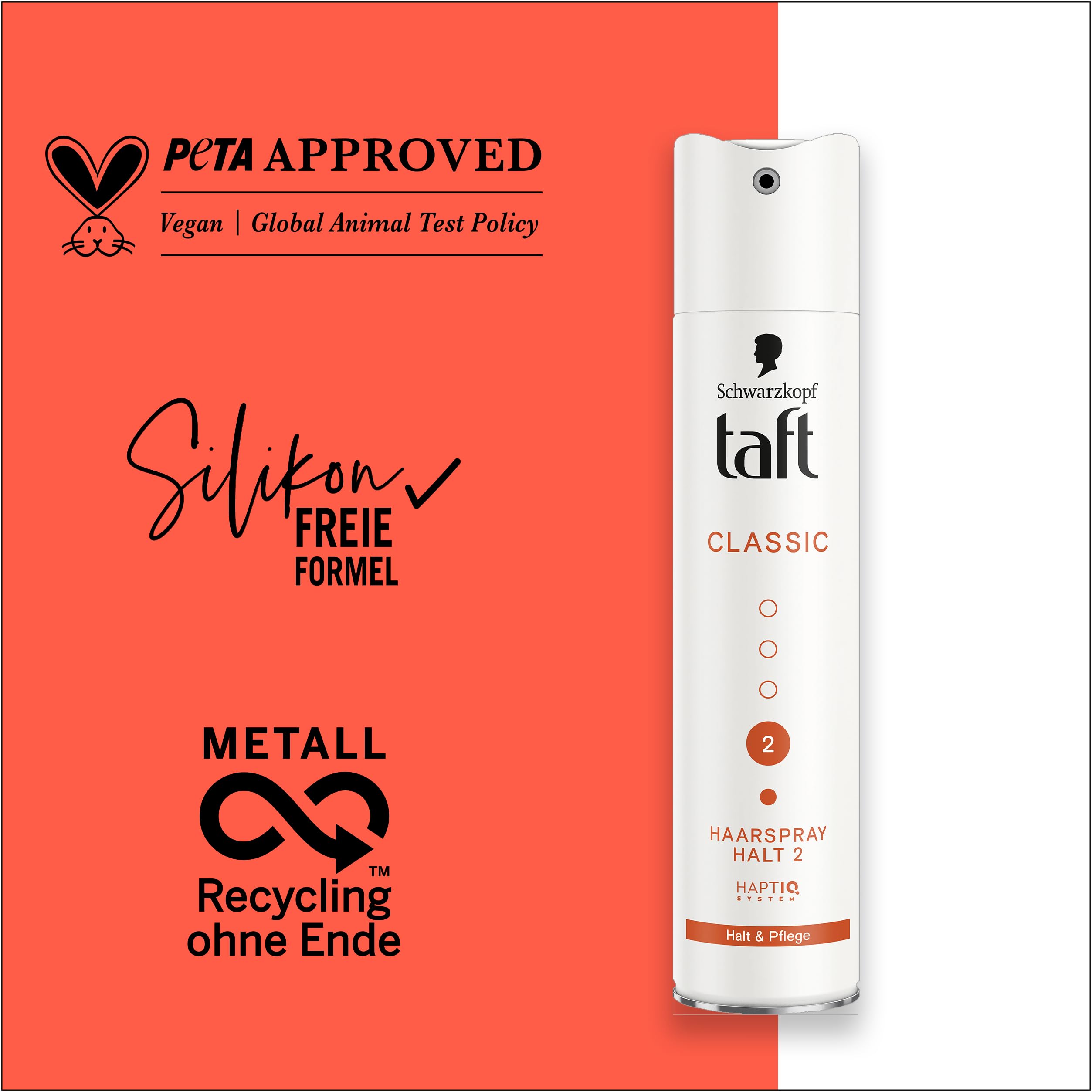 Schwarzkopf Taft Haarspray Classic (12x 250 ml), Haltegrad 2 Haarstyling, Haarspray für strapaziertes Haar, Halt und Pflege, vegane Formel*