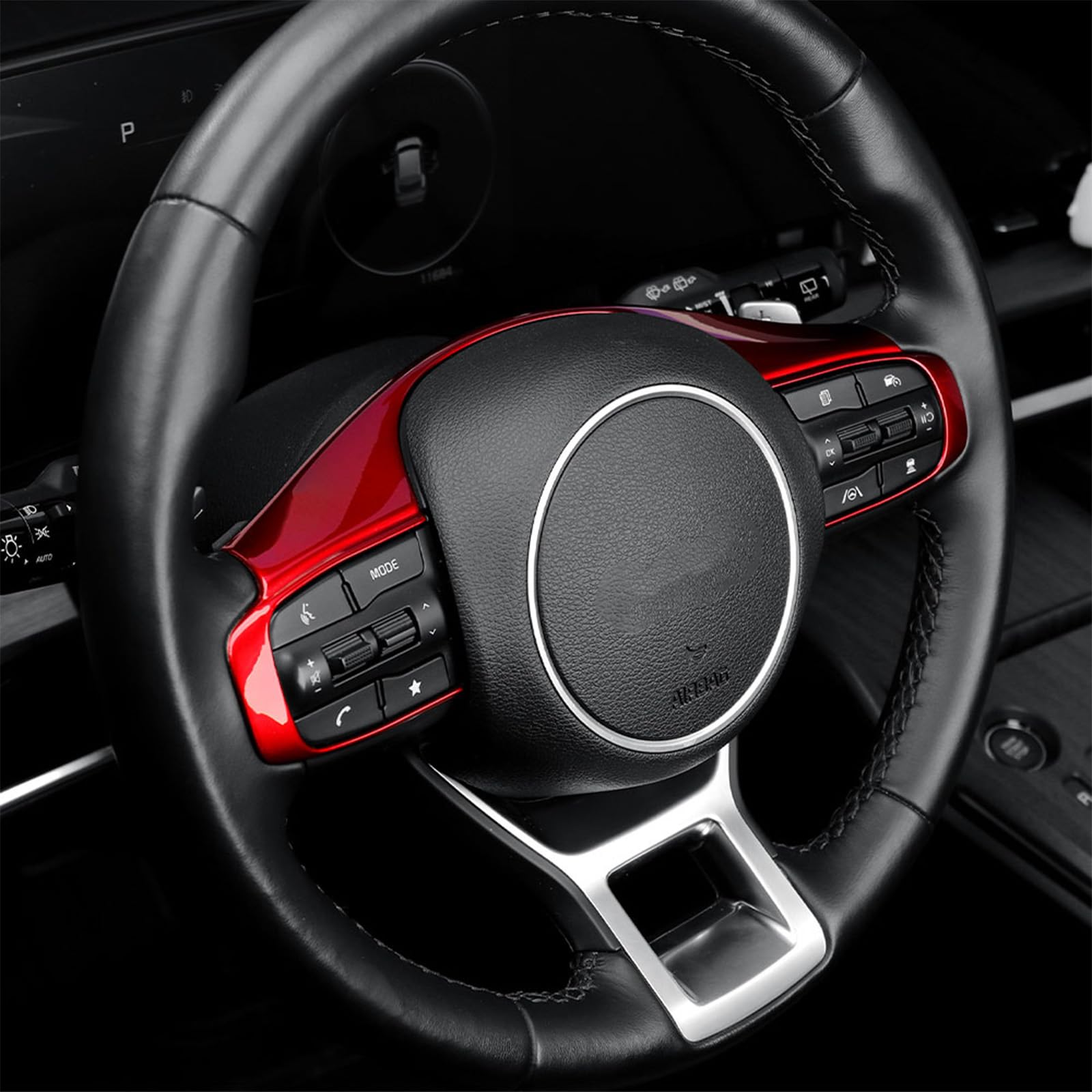 Steering Wheel Button Frame Cover Compatible with Kia Sportage 2023-2026 K5 Accessories (Red)