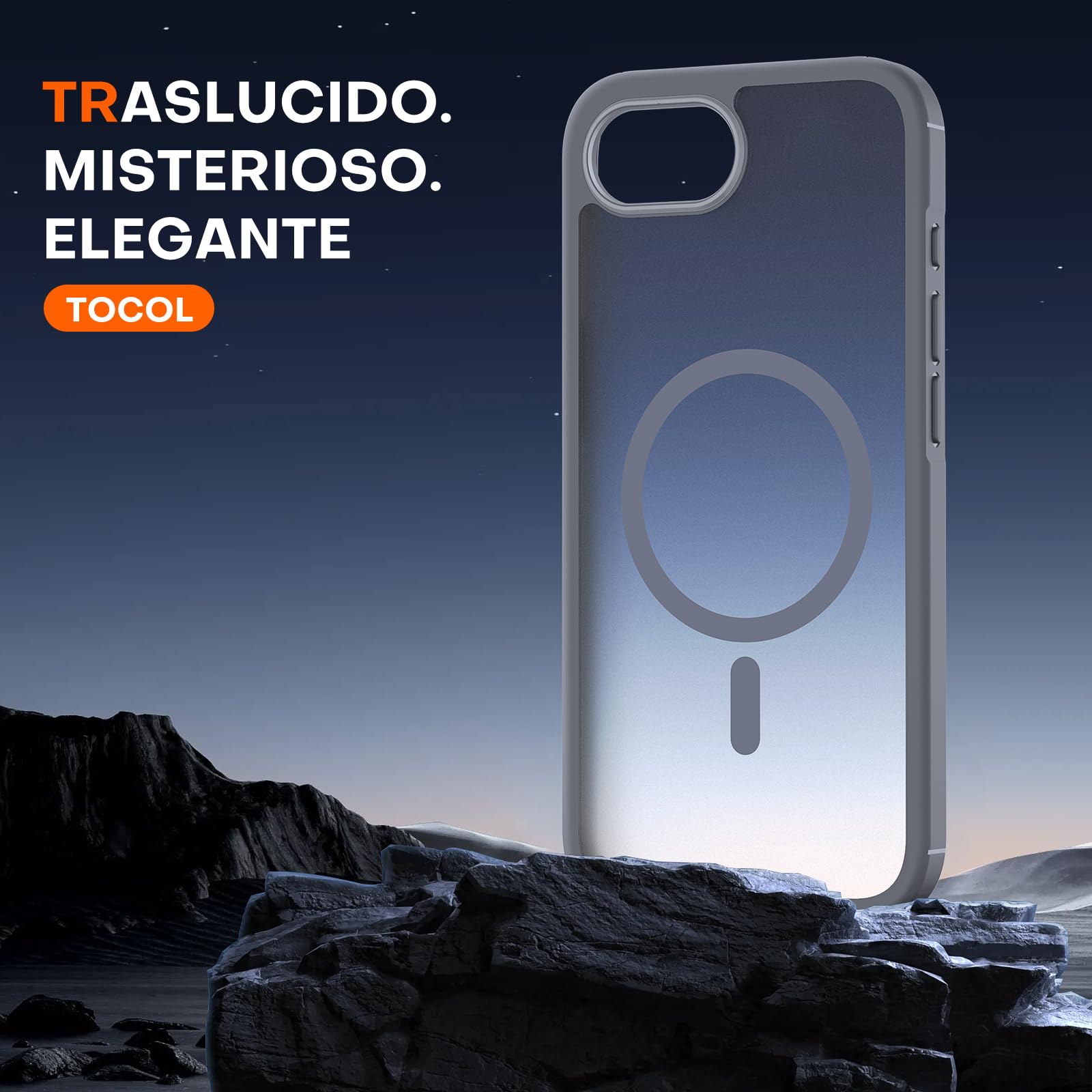 TOCOL Cover Magnetica per iPhone 16e 6,1 Pollic, Compatibile con MagSafe, Custodia Antiurto Traslucida Opaca, Titanio Grigio