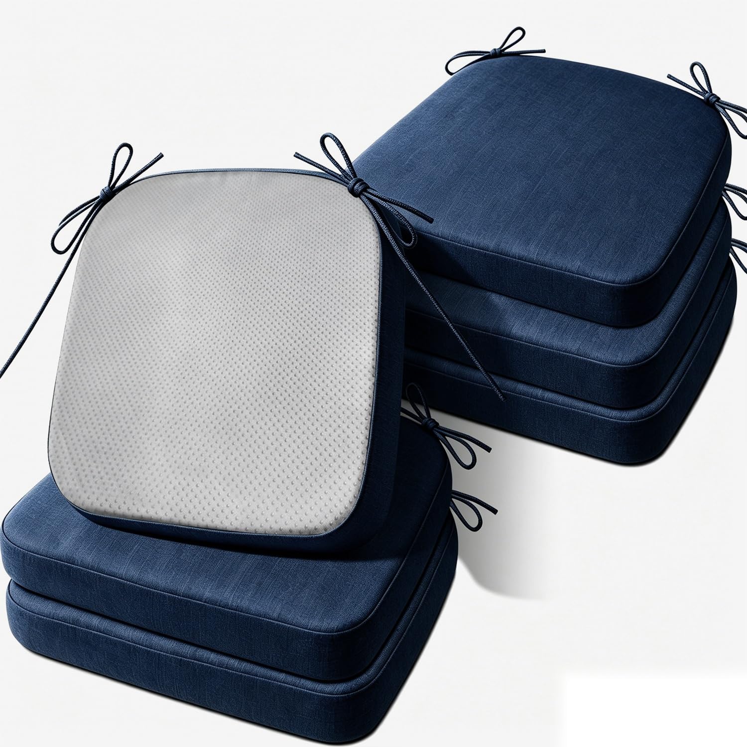 Cafusesdd Cafusedd Anti-Slip Granules Backing Outdoor Chair Cushions Set, Fade-6 Psc Replacement Chair Cushions, Outdoor Chair Pads for Out Door/Indoor(NavyBlue,22''*20'')