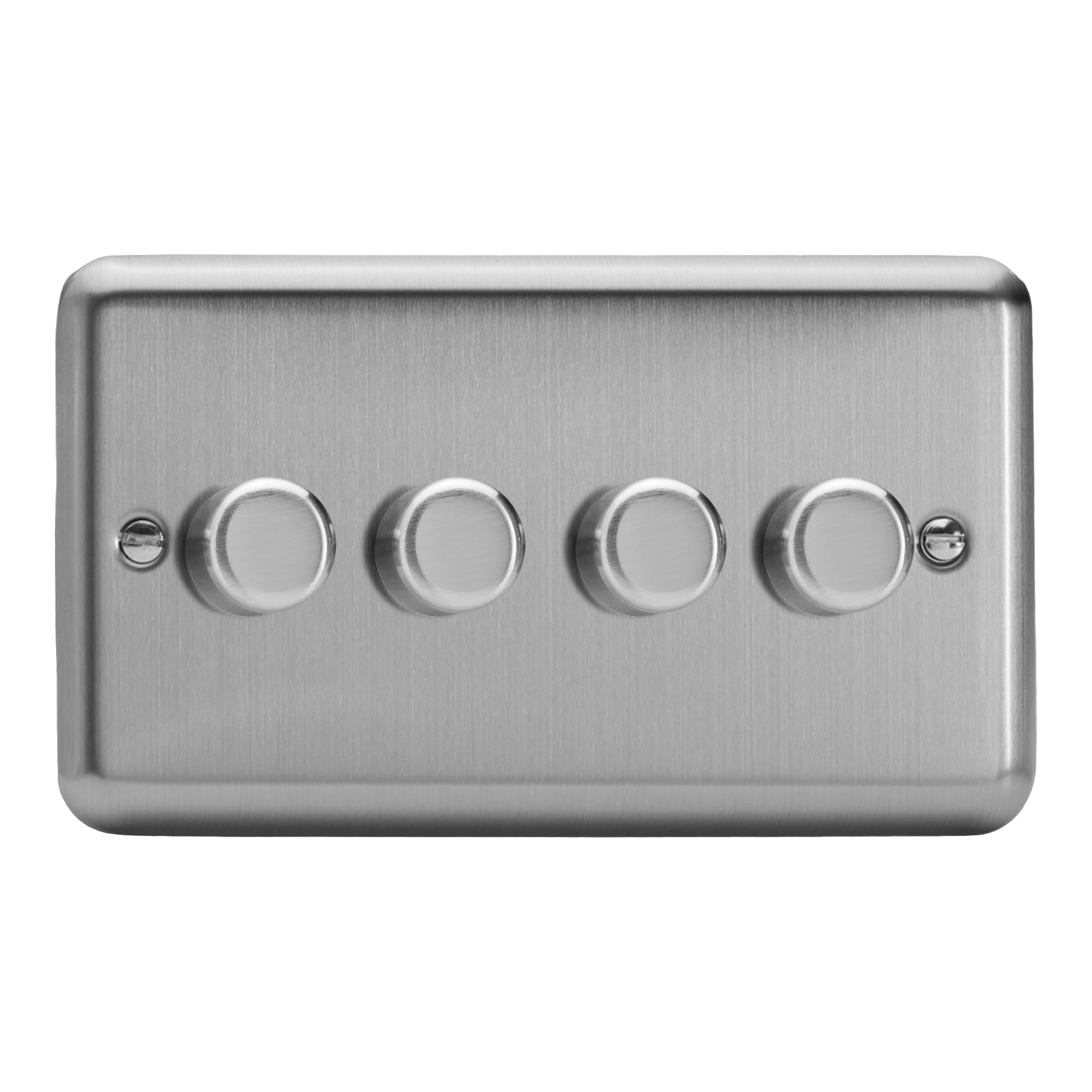 Varilight Matt Chrome Quad V-Dim Rotary 2-Way Dimmer 4 X 40-250W - Value With Brushed Steel Knob, Hs44