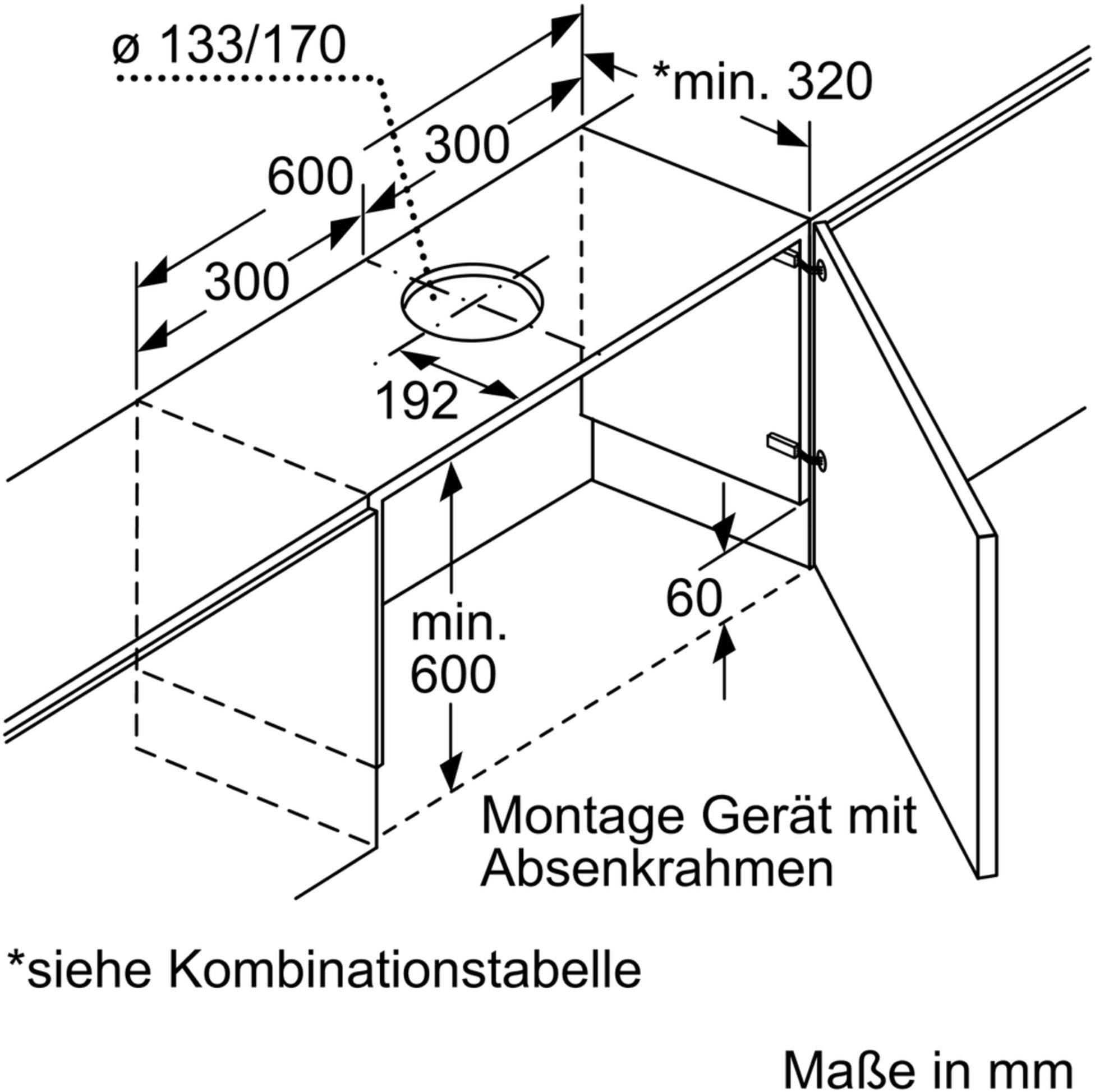 Siemens LZ46600 Dunstabzugshaubenzubehör Einbau