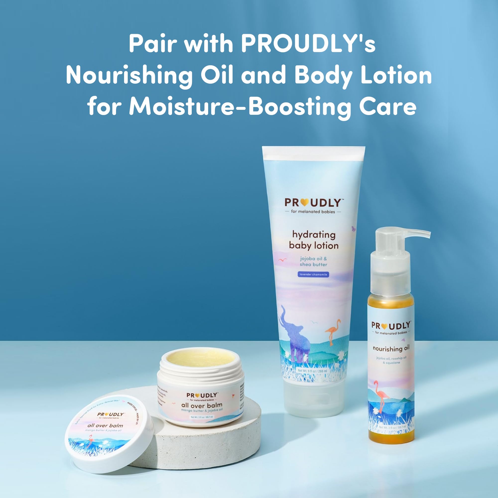 PROUDLY All Over Balm von Gabrielle Union & Dwyane Wade, hilft bei der Linderung von Wiegenmütze & Ekzemen, für schwarze und braune Babys, trockene, empfindliche Haut, frei von Frangrance