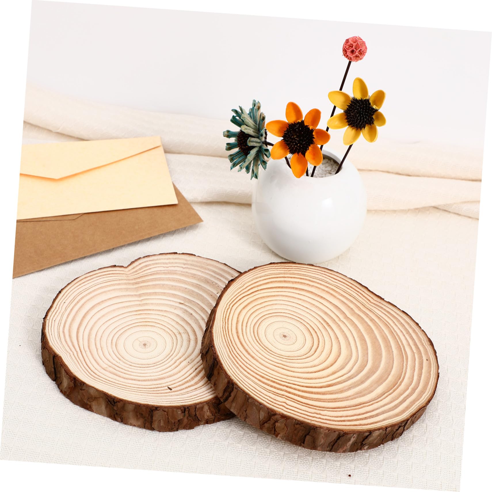 Gatuida 2stücke Unbehandelte Holzscheiben Rustikale Naturholzscheiben Mit Rinde Holzkreise Für Bastelarbeiten Und Tischdeko