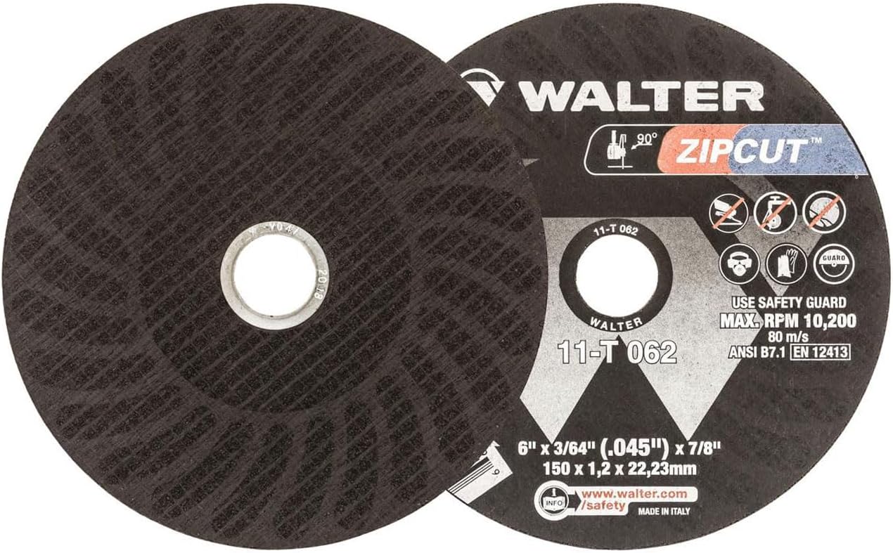 Walter 11T062 6x3/64x7/8 Zip Wheel Cut-Off Wheels Type 1 A60 Grit, 25 Pack
