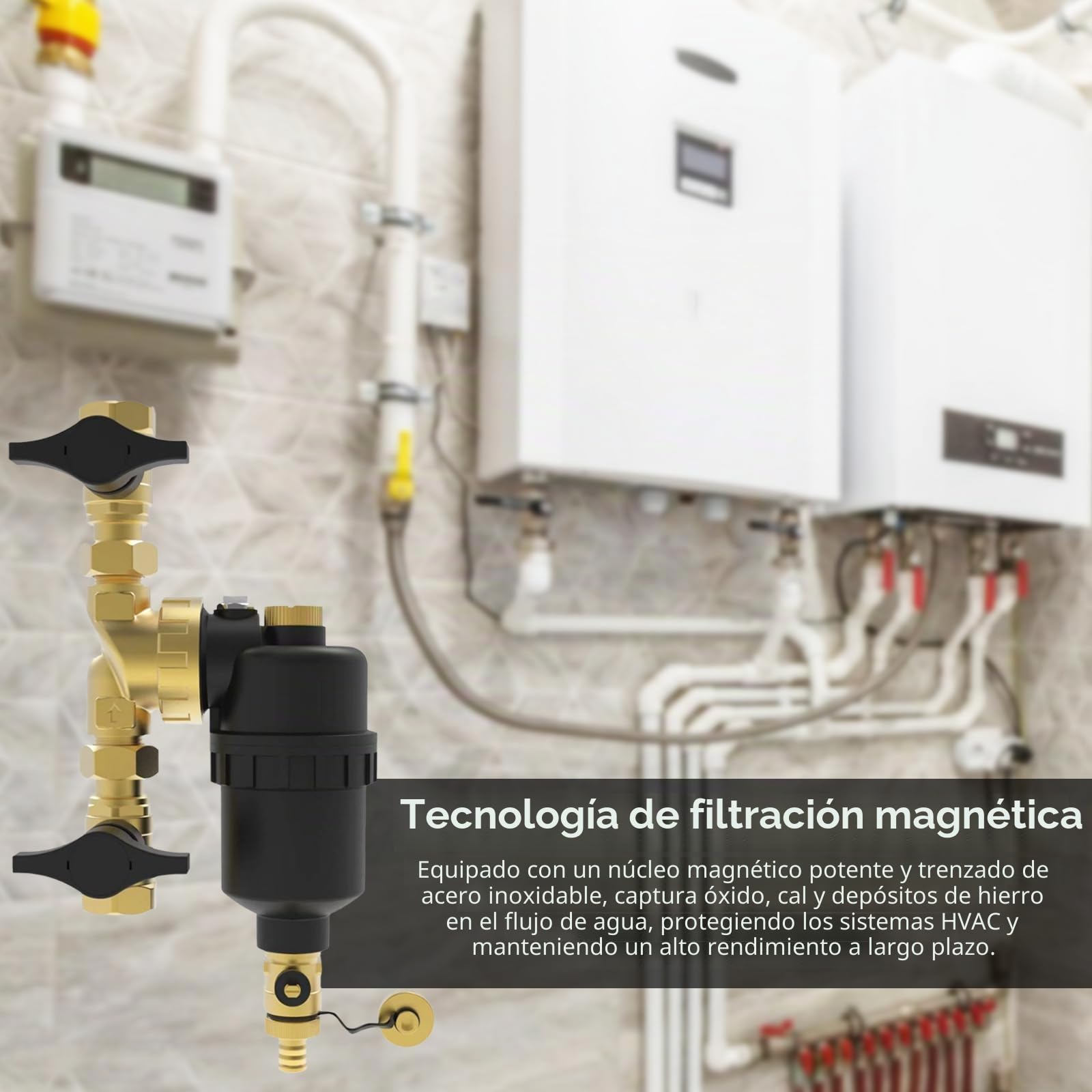 Separador Magnético De Lodos Dn 25, Filtro Magnético De 1″ Con Válvulas De Cierre Para Sistemas De Calefacción Colector De Suciedad Y PartíCulas Metálicas