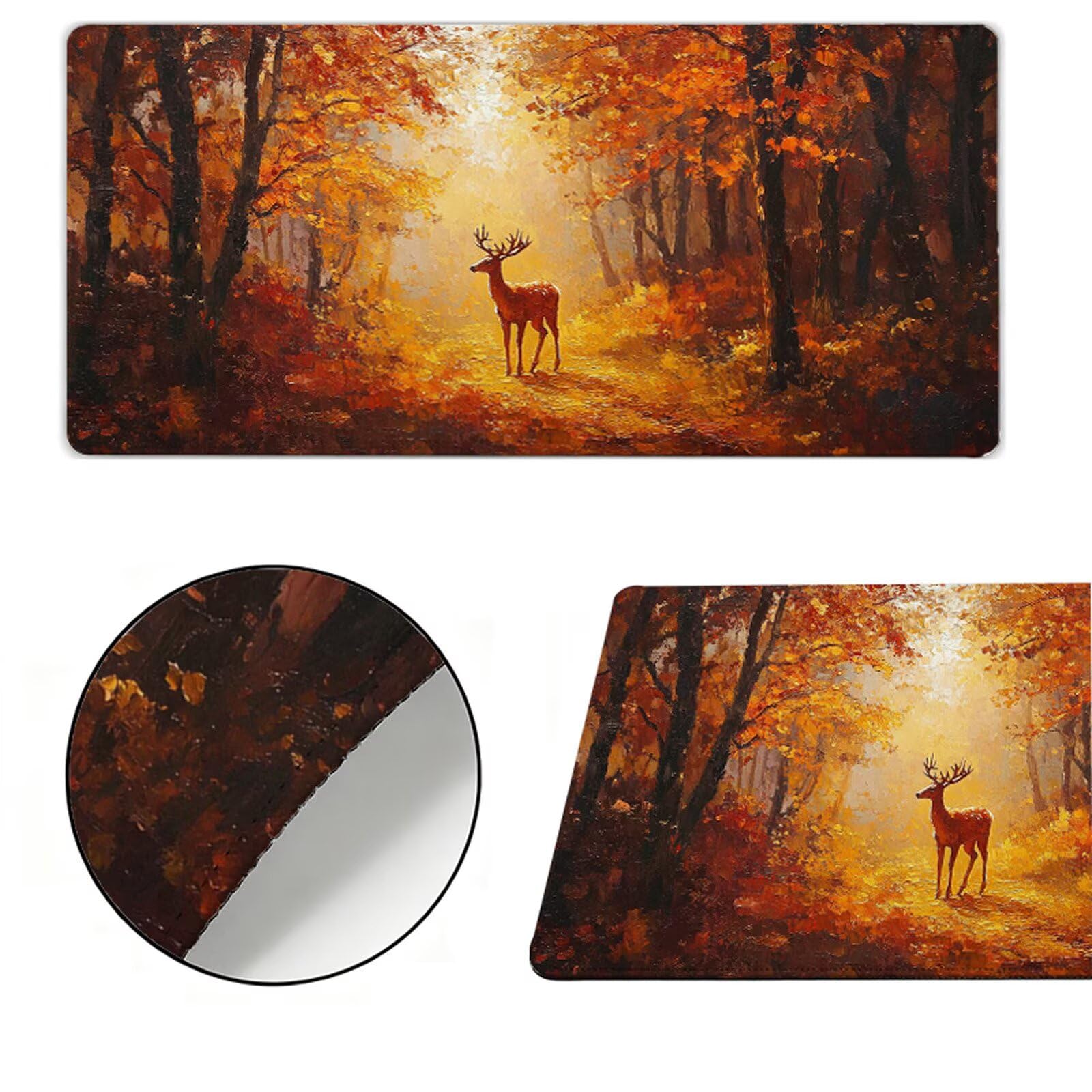Podkładka pod mysz XXL 1200x600x3mm podkładka pod mysz jesienna podkładka pod mysz jeleń poprawia precyzję i szybkość, wodoodporne antypoślizgowe, szyte krawędzie, akcesoria do gier, komputer biurowy